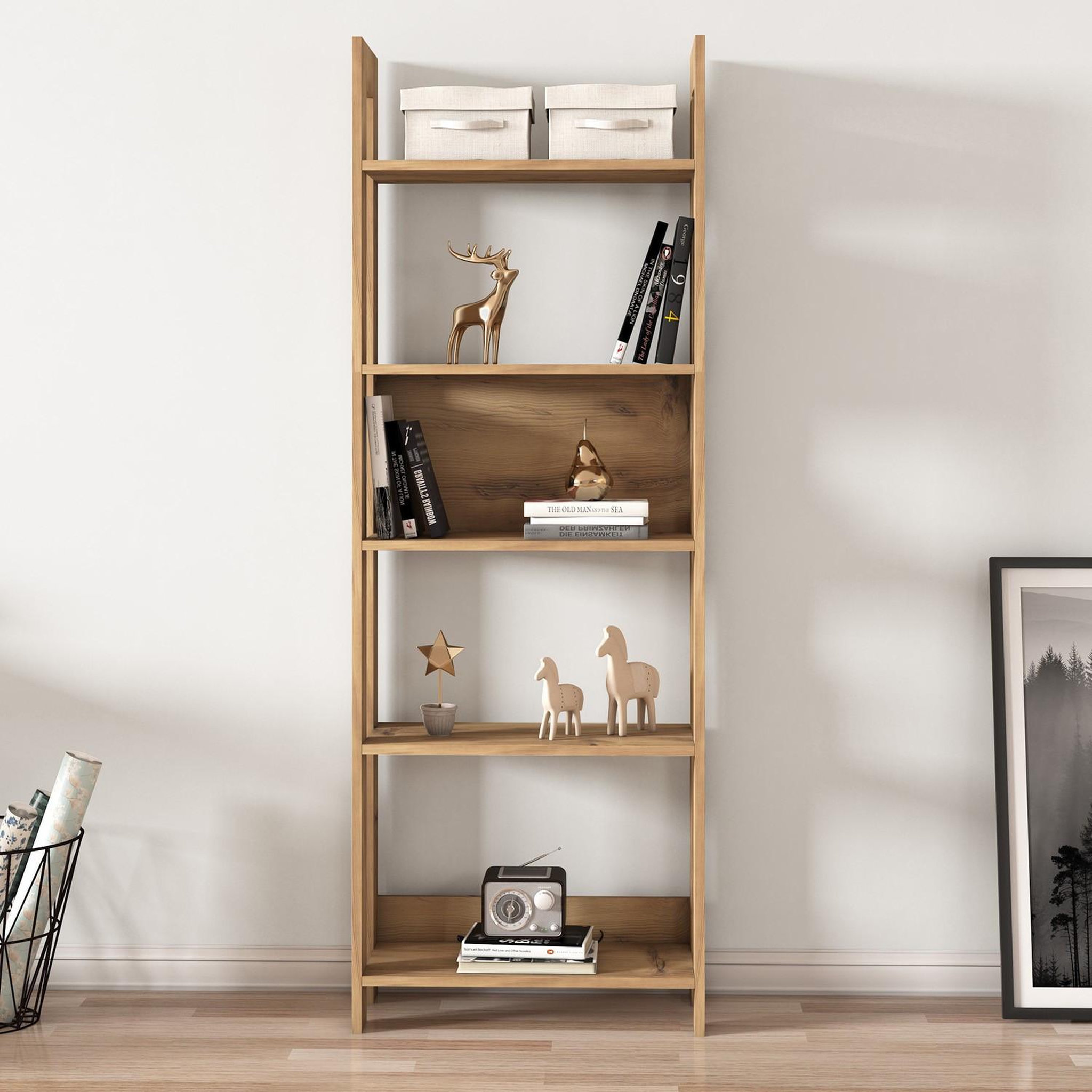 Voir la diapositive 4 : Habitat et Jardin Bibliothèque en bois  Country  - 64 x 30 x 180 cm - Marron