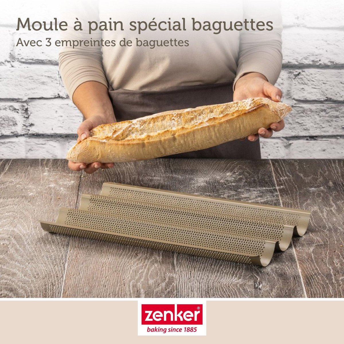 ZENKER Ensemble de 2 Moules à baguette 3 empreintes 38 x 27 cm Zenker Mojave Gold
