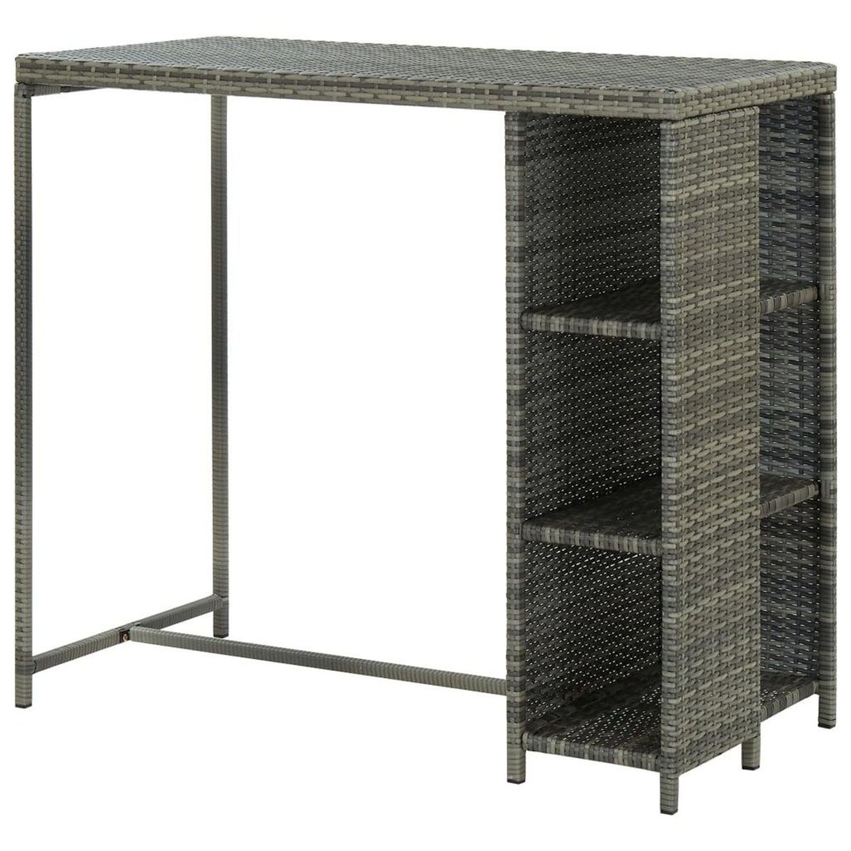 VIDAXL Table de bar avec rangement Gris 120x60x110 cm Resine tressee