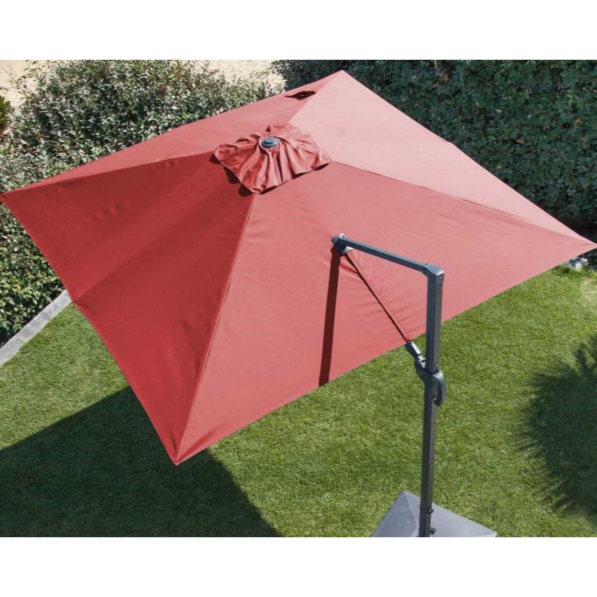 Proloisirs Parasol déporté orientable NH - Toile carré 300 x 300 cm - Toile rouge