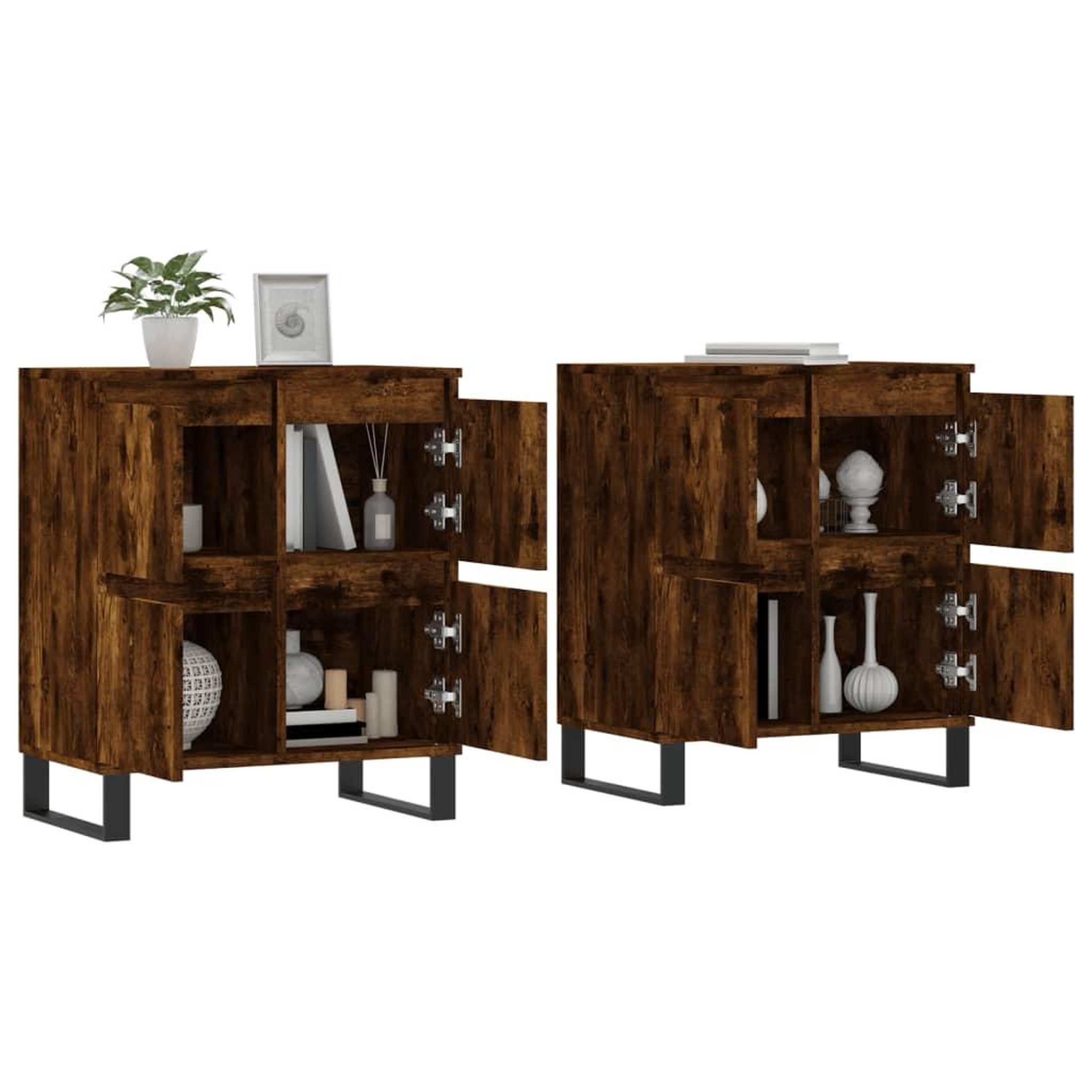 Voir la diapositive 3 : VIDAXL Buffets 2 pcs chene fume bois d'ingenierie