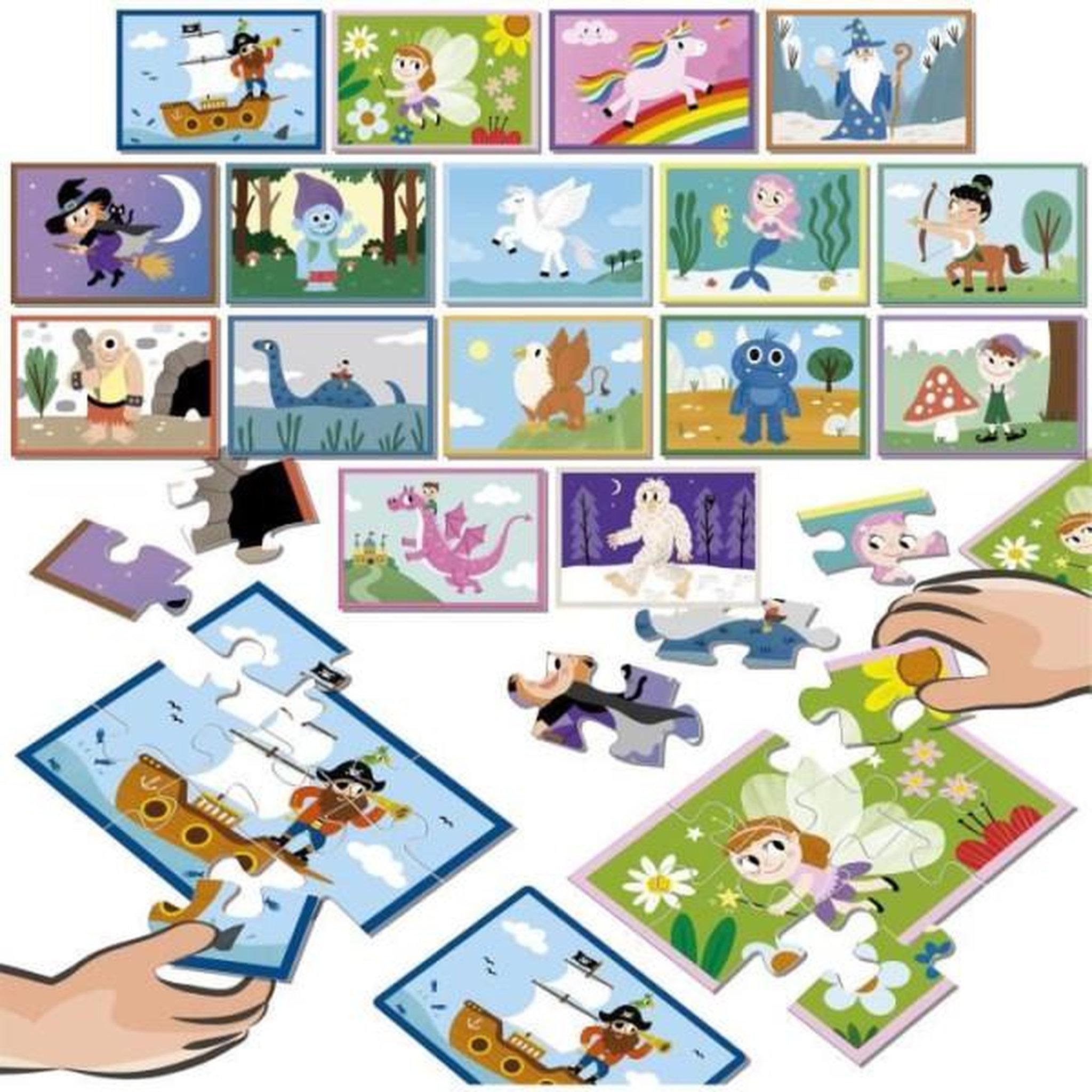Voir la diapositive 2 : EDUCA Puzzle - EDUCA - Battle Jr Fantasy - 16 puzzles - Theme fantastique - Pour enfants a partir de 4 ans