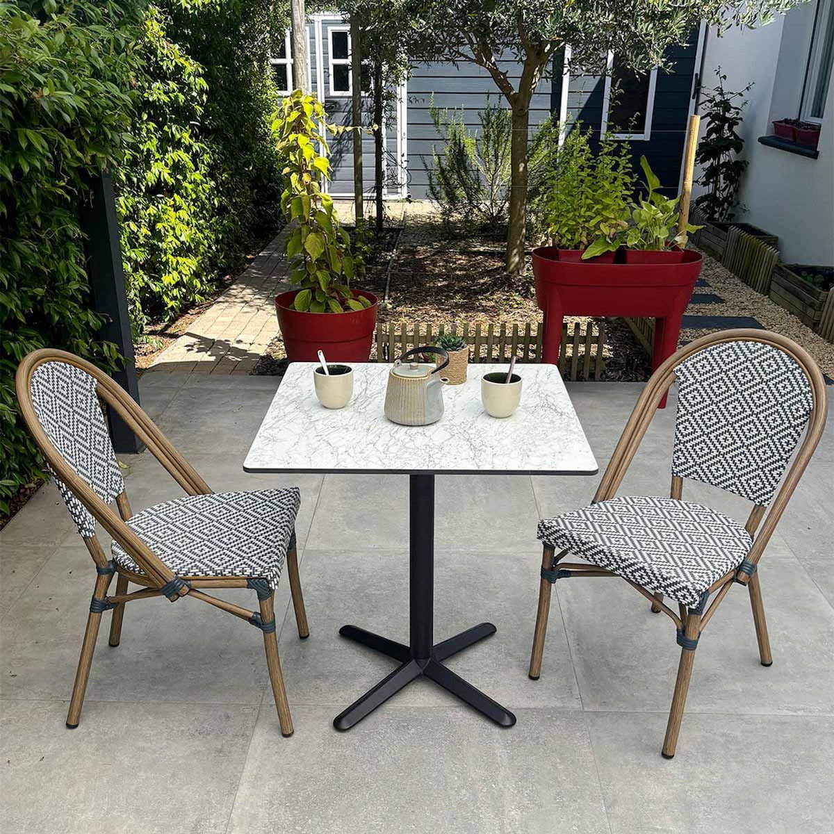 Paris Prix Ensemble Table de Jardin & 2 Chaises  Bistro  70cm Bleu