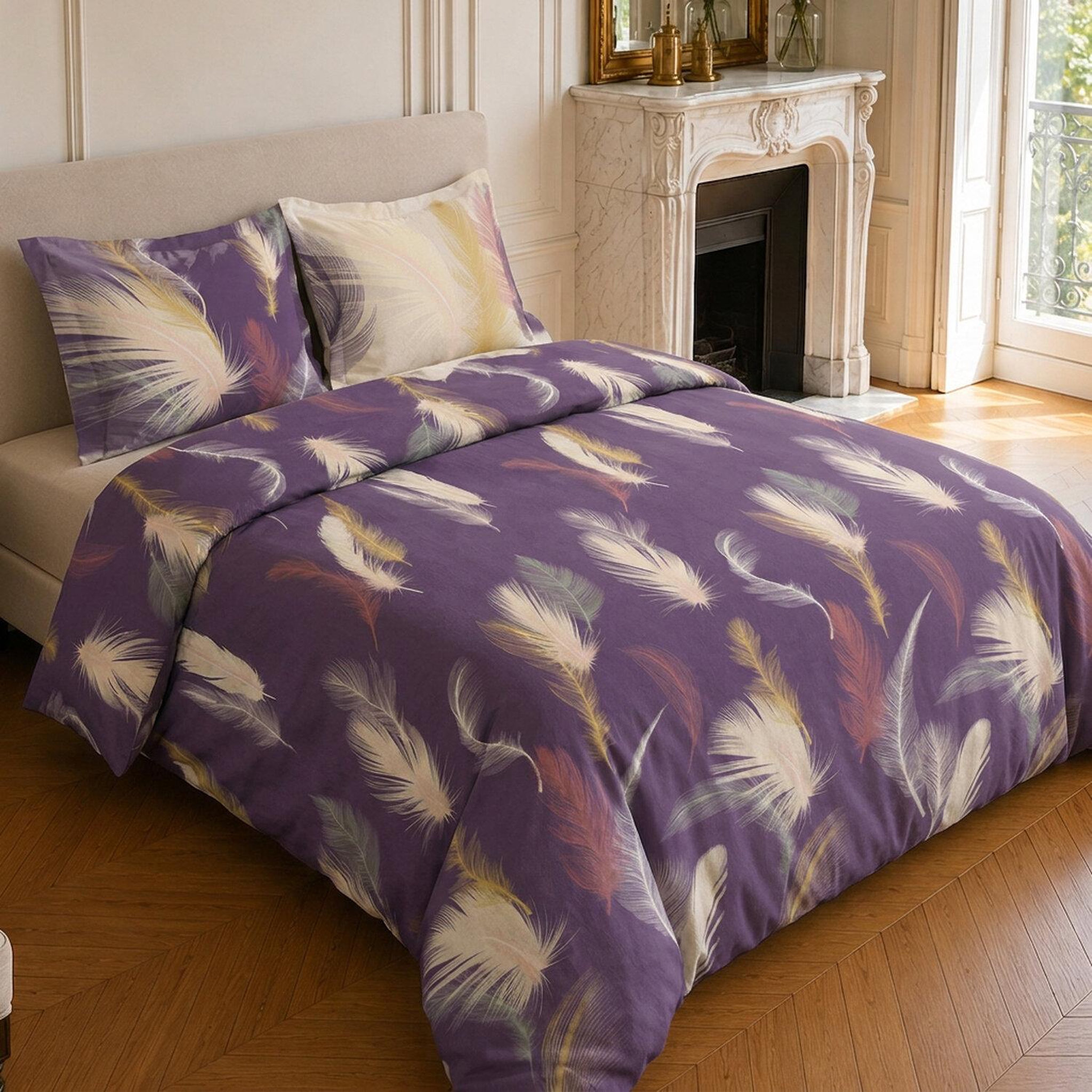 Voir la diapositive 2 : Home collection Parure housse de couette imprimée 100% coton 57 fils - winter