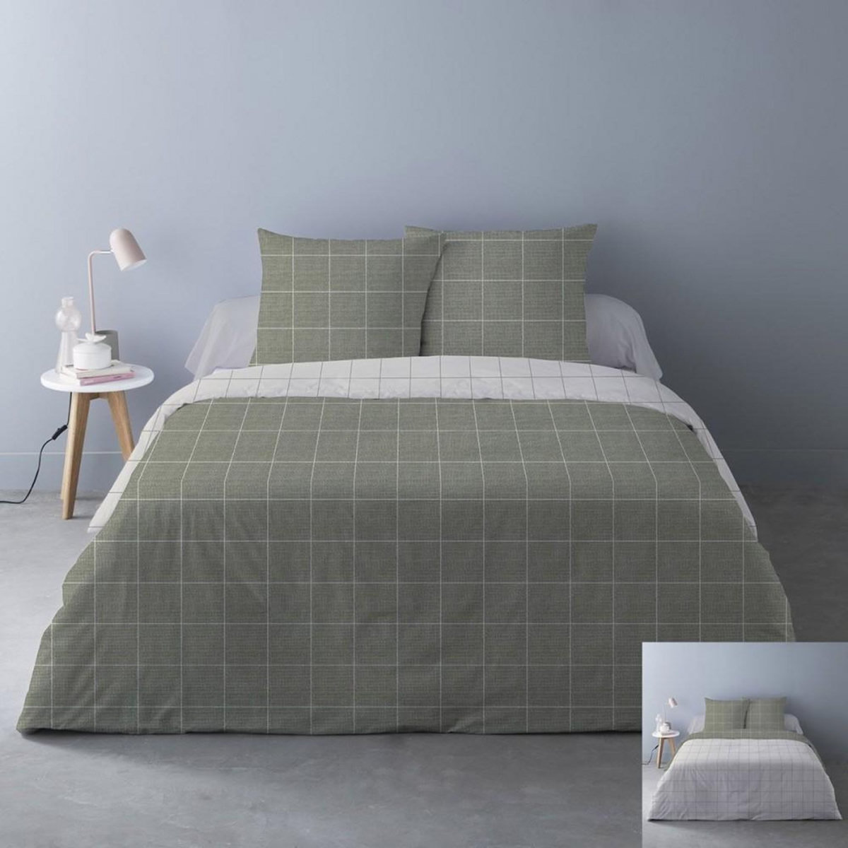 Dourev Housse de couette 240x220 Régis vert + 2 taies