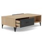 Voir la diapositive 3 : BEST MOBILIER Tribeca - table basse - effet bois et métal noir - 1 tiroir et 1 niche - 110 cm