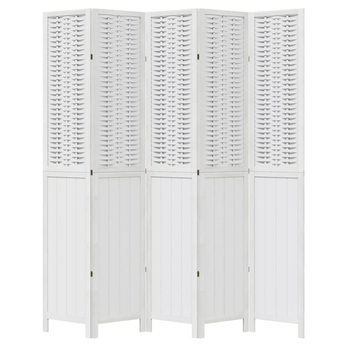 VIDAXL Cloison de separation 5 panneaux blanc bois de paulownia massif