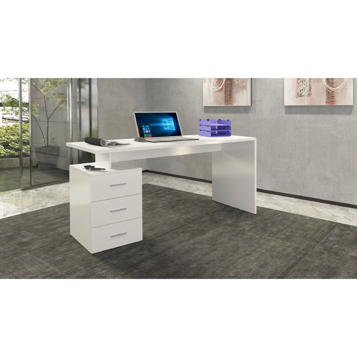 Bureau droit 3 tiroirs L160 cm VASTO