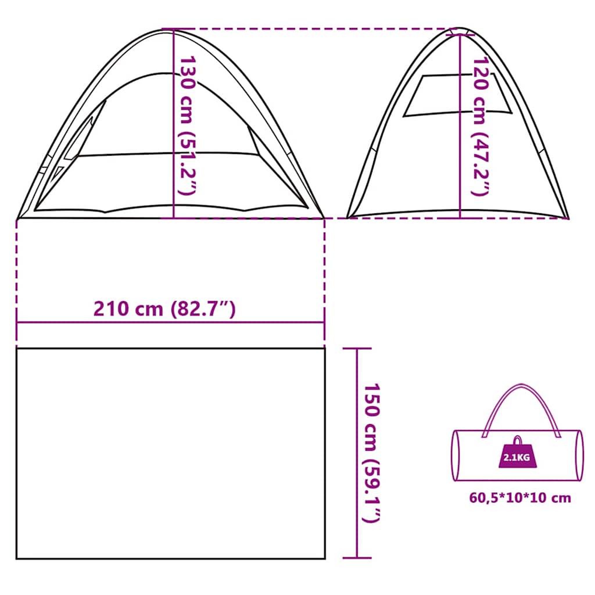 Voir la diapositive 6 : VIDAXL Tente de plage gris impermeable
