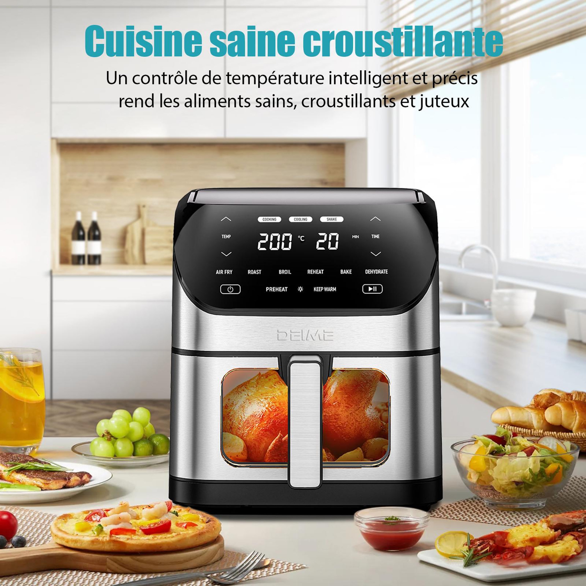 Voir la diapositive 4 : DEIME DEIME - Airfryer 7 l 1800 w 10 programmes écran tactile – noir