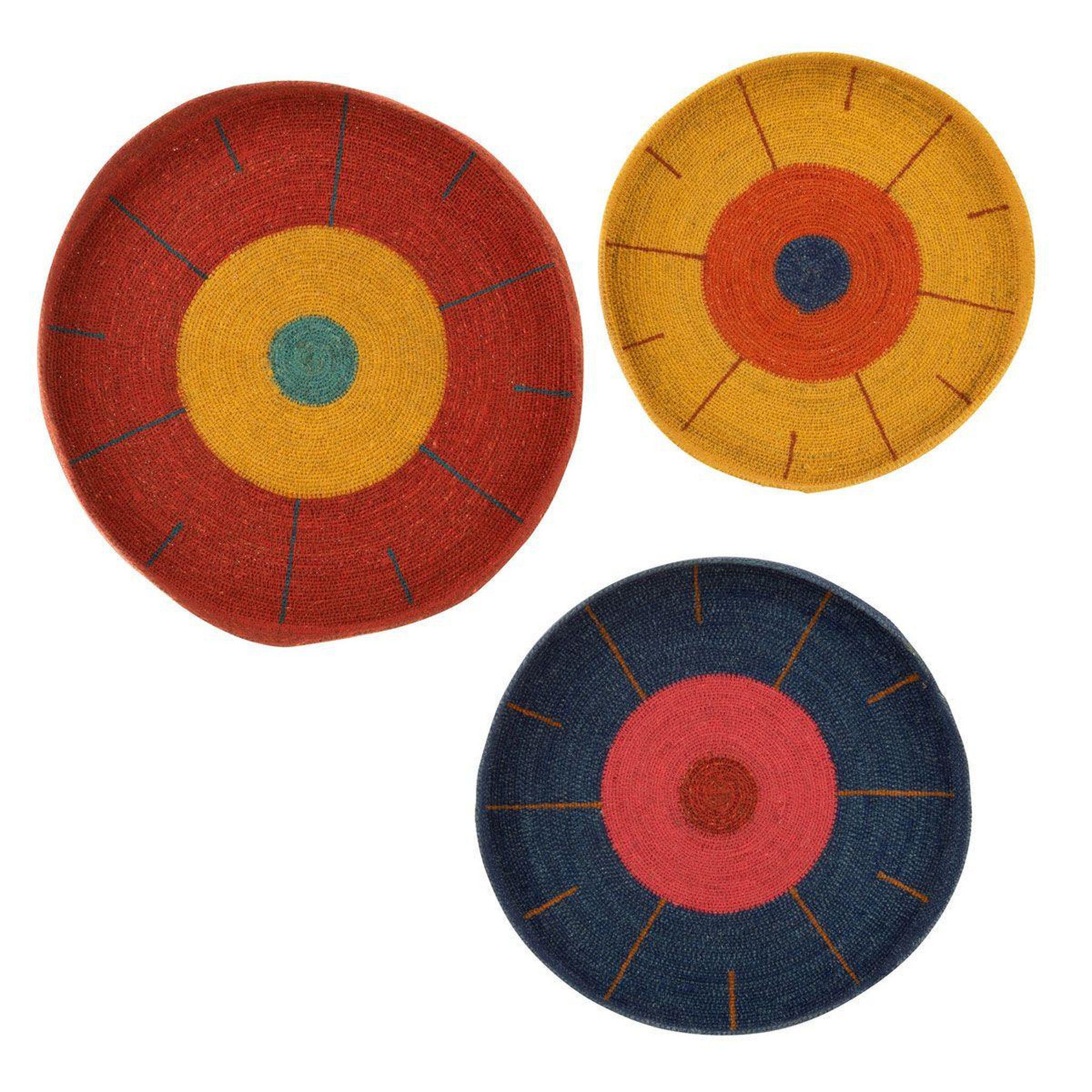 J-LINE Lot de 3 plateaux déco  african  50cm multicolore