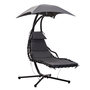 Voir la diapositive 1 : OUTSUNNY Bain de soleil transat suspendu avec pare-soleil et matelas design contemporain 190L x 115l x 190H cm acier polyester gris foncé noir