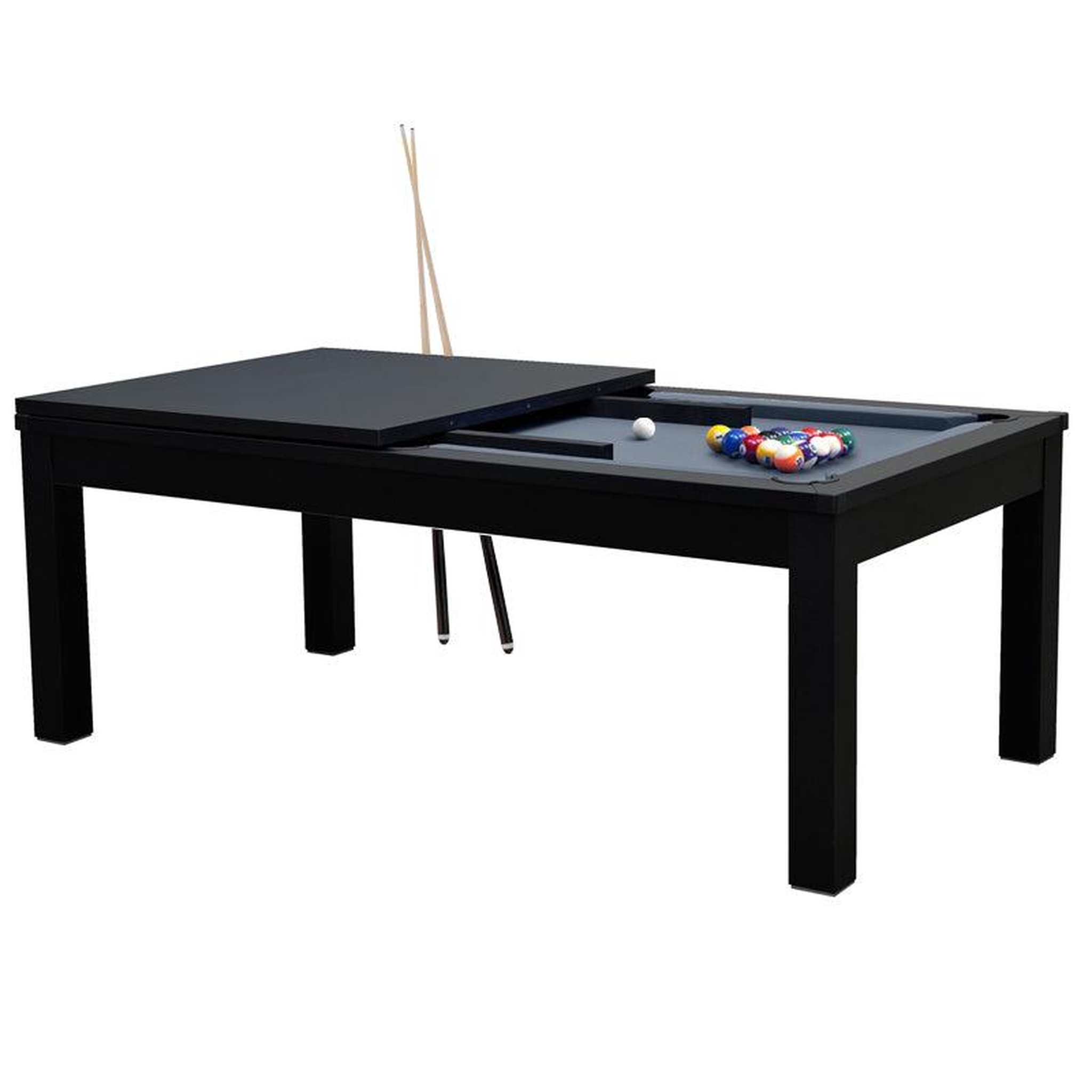 MAISON PAVANE Table de billard convertible noire tapis gris-eddie