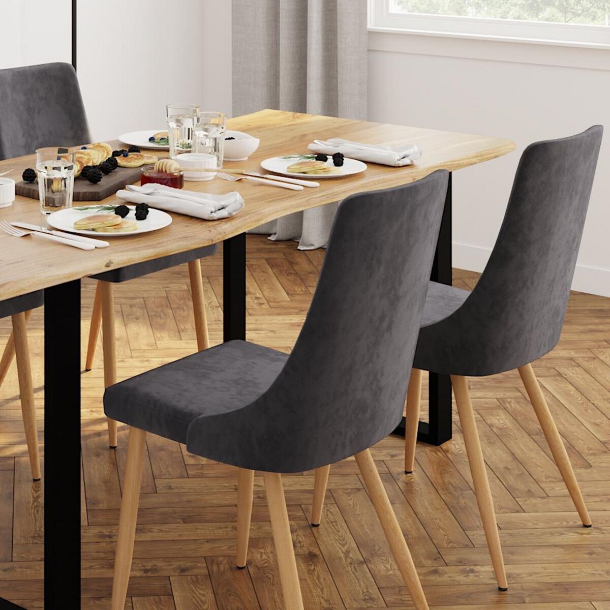 Rendez vous déco Lot de 2 chaises en velours gris - Vinni