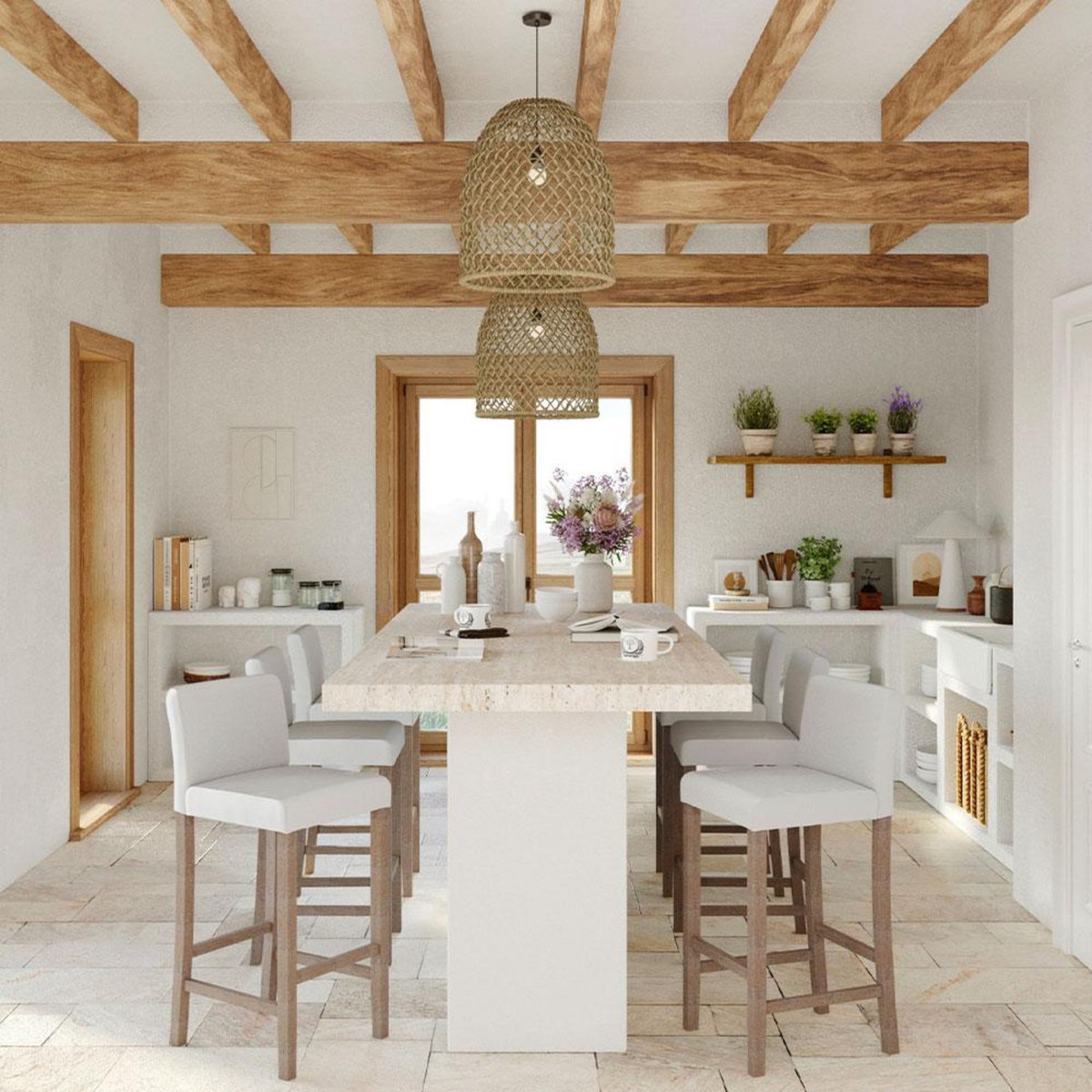 Rendez vous déco Lot de 2 chaises de bar en tissu gris foncé et pieds en bois 75 cm - Havane