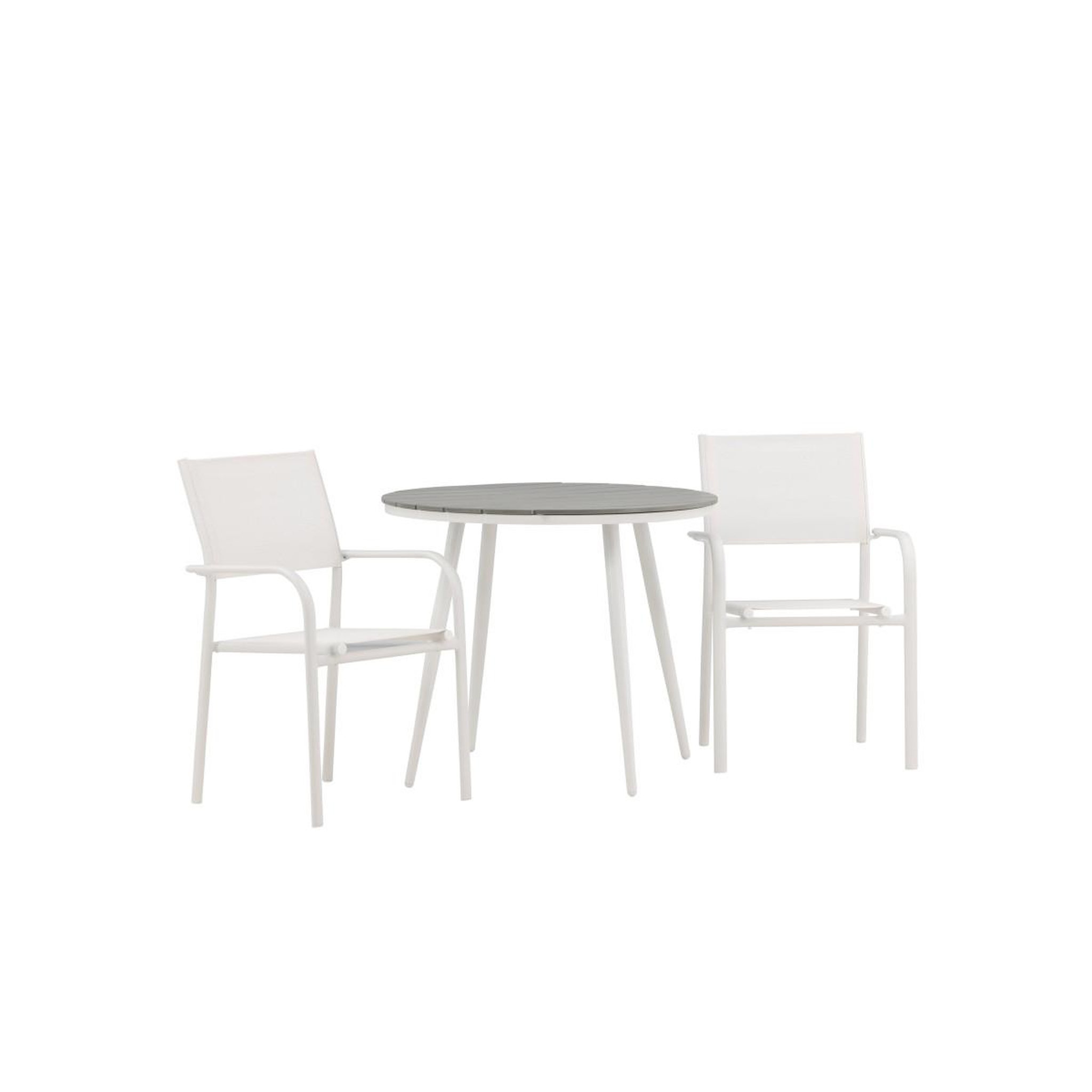 Voir la diapositive 4 : Paris Prix Ensemble table de jardin & 2 chaises  break & santorini  90cm gris & blanc