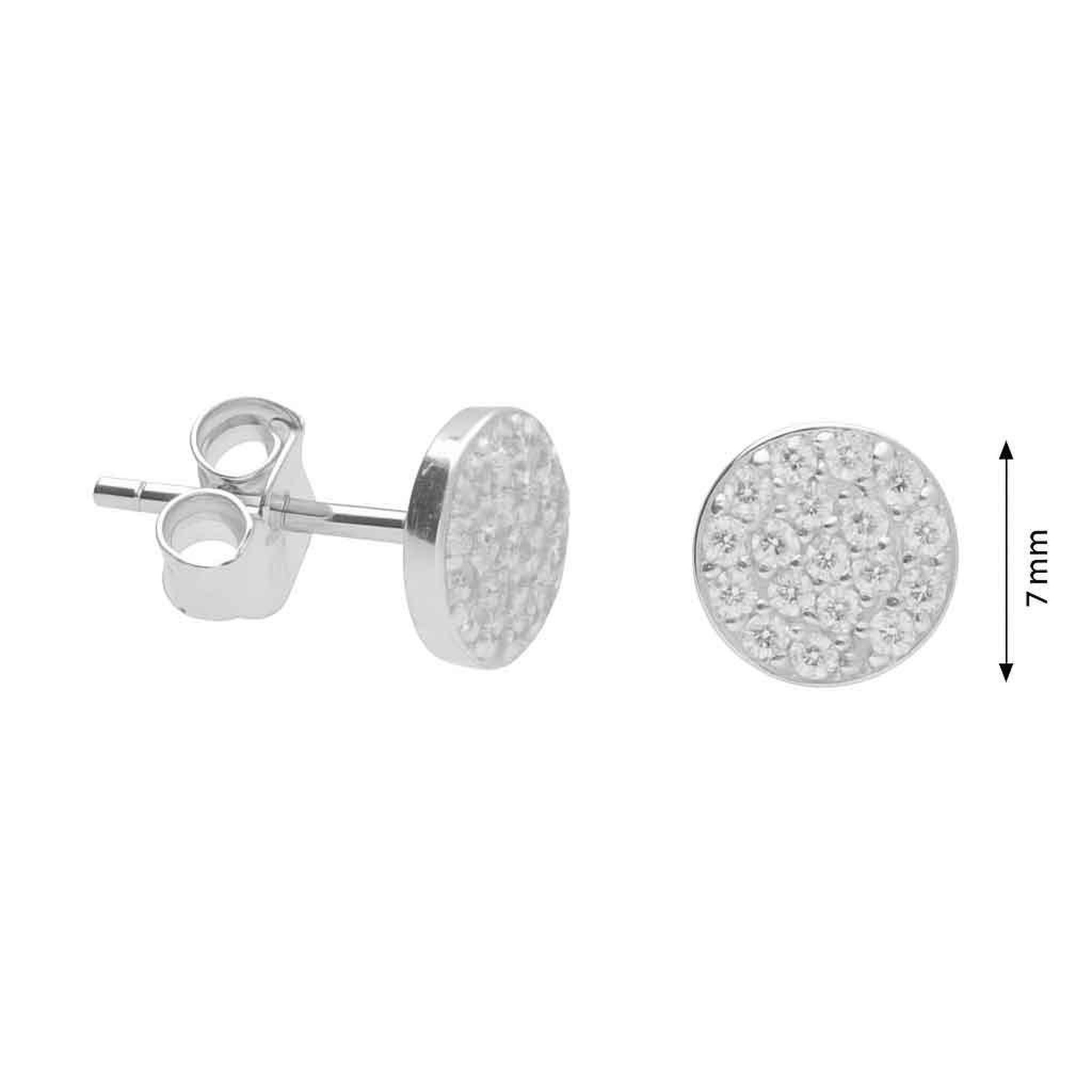 Voir la diapositive 3 : L'ATELIER D'AZUR Boucles d'Oreilles Argent 925/000 Rhodié - Motif Rond Pavé de Zirconiums