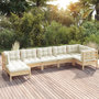 Voir la diapositive 1 : VIDAXL Salon de jardin 7 pcs avec coussins creme bois de pin massif
