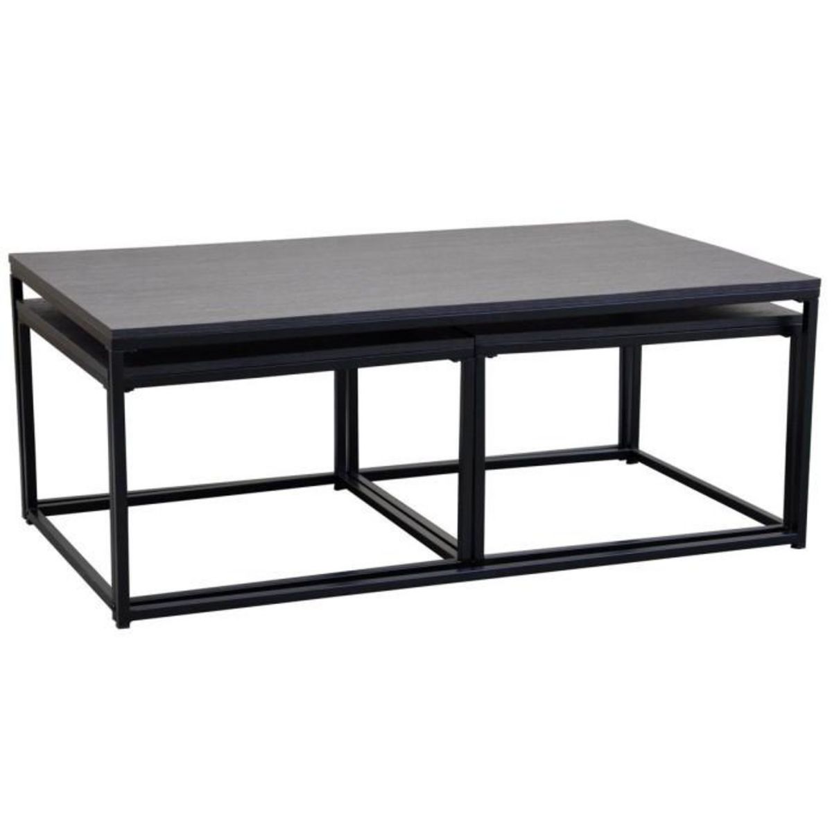 Paris Prix Lot de 3 Tables Basses Gigognes  Féline  120cm Gris Anthracite