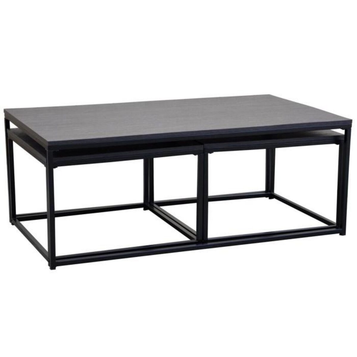 Paris Prix Lot de 3 Tables Basses Gigognes  Féline  120cm Gris Anthracite