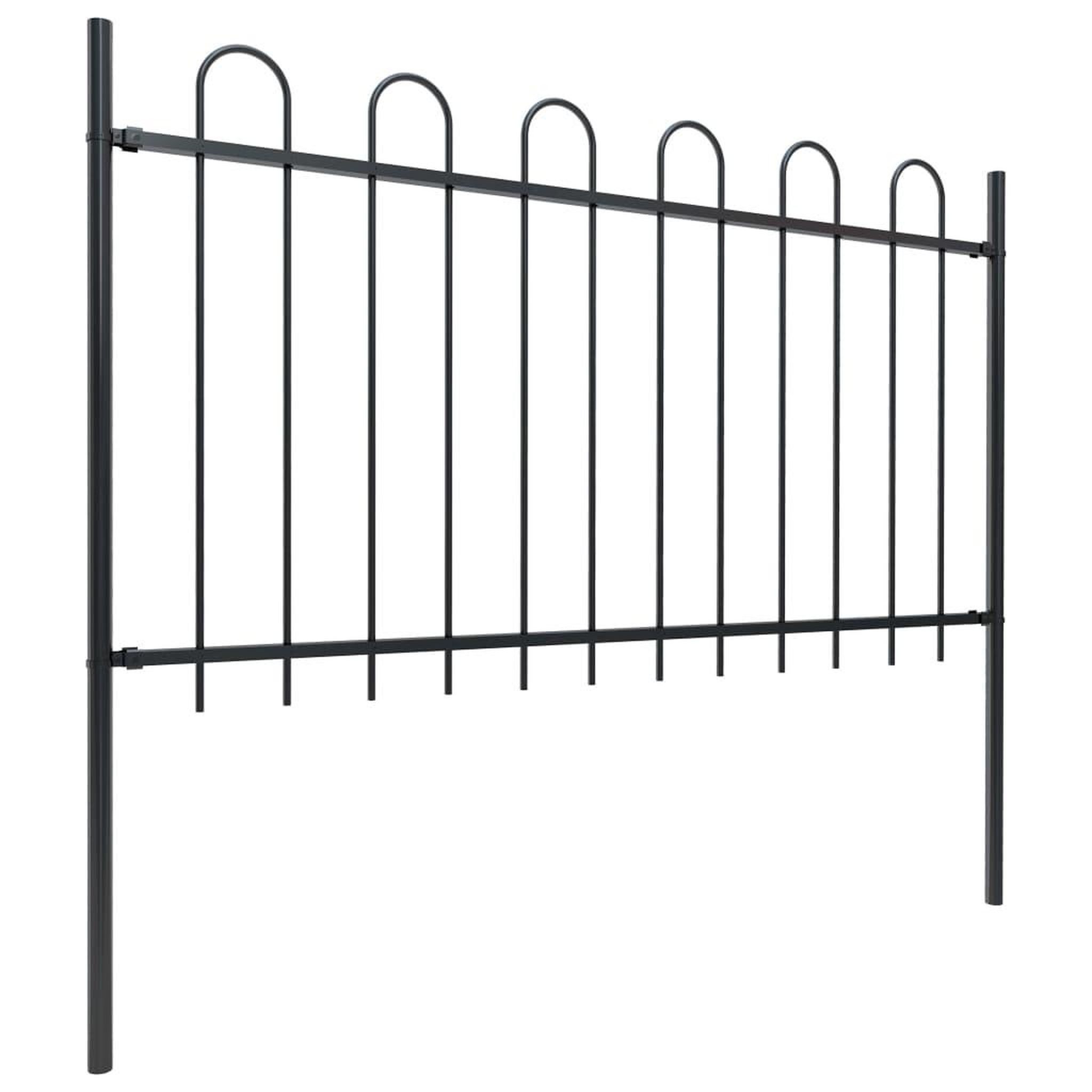 Voir la diapositive 2 : VIDAXL Cloture de jardin avec dessus en cerceau Acier 11,9 x 1 m Noir