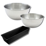 ZENKER Ensemble comprenant 1 moule à cake rectangulaire Zenker, 2 bols à mixer en inox Fackelmann