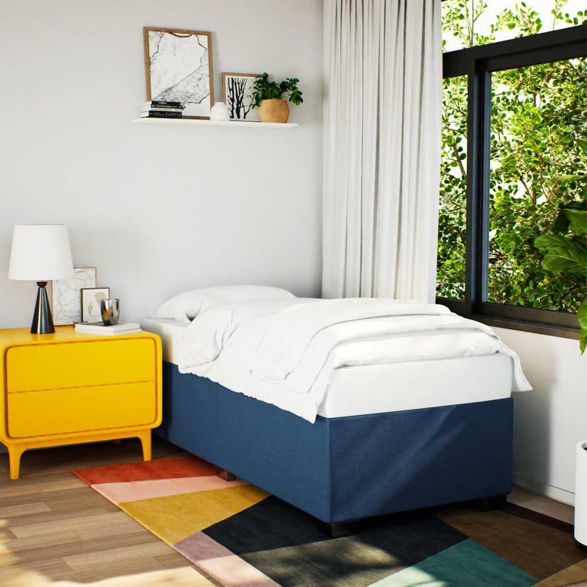 VIDAXL Cadre de lit sans matelas bleu 100x200 cm tissu