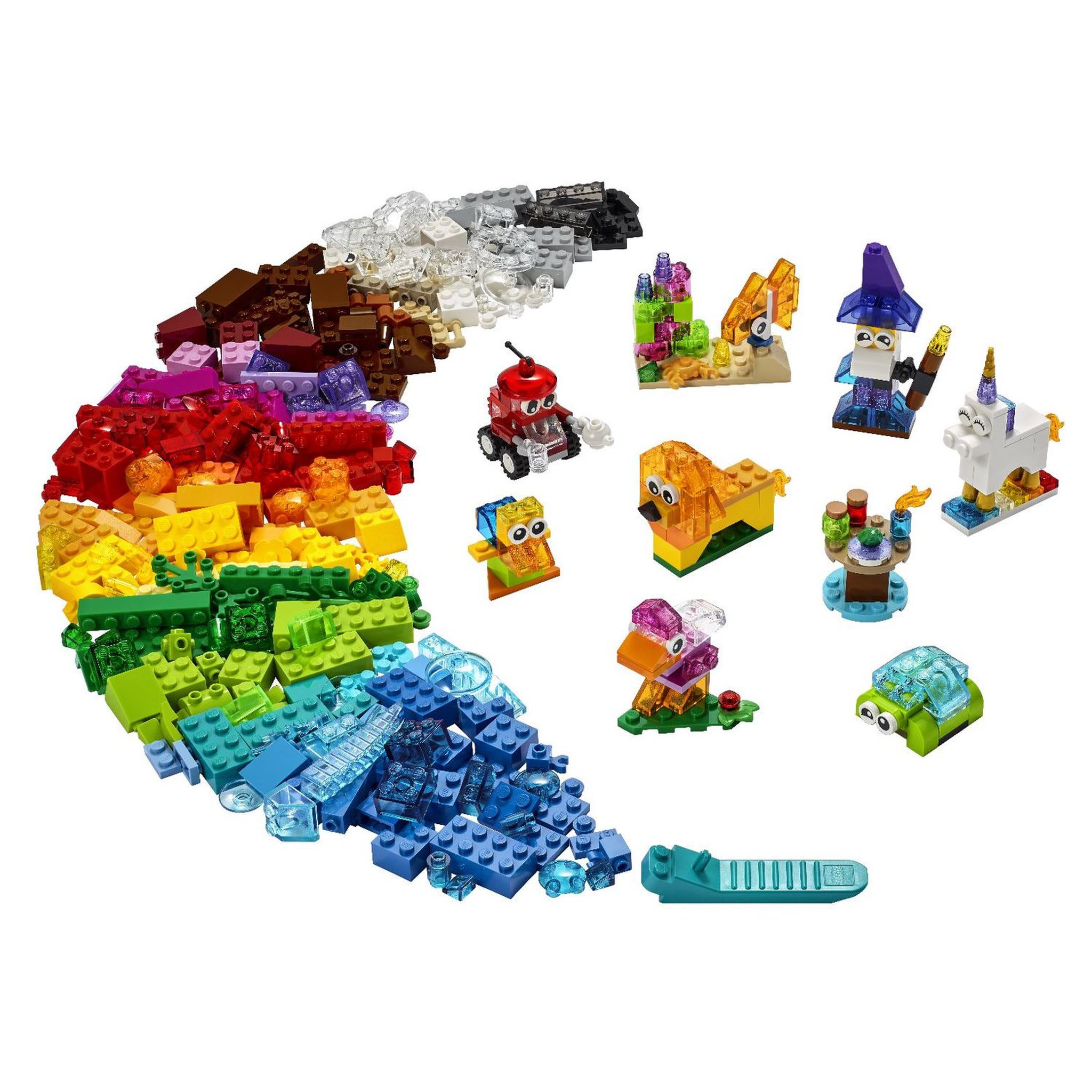 Voir la diapositive 2 : LEGO Classic 11013 - Briques transparentes créatives, Set avec Animaux Lion, Oiseau, Tortue, Jeu de Construction Enfants +4 ans
