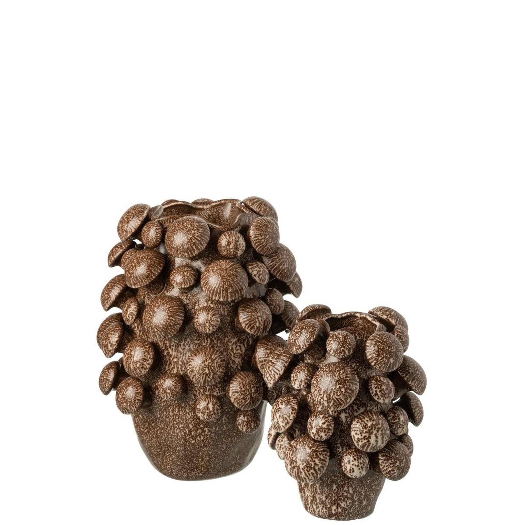 Voir la diapositive 2 : J-LINE Vase champignon en argile  fungi  46cm marron