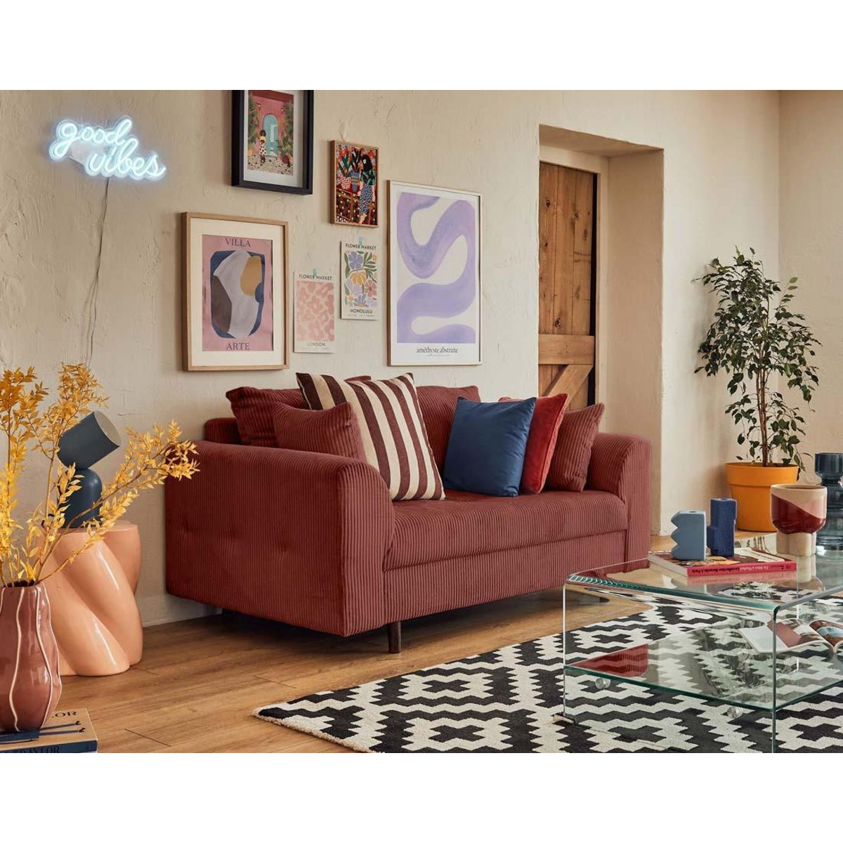 LISA DESIGN Rune - canapé 2 places - en velours côtelé
