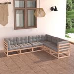 VIDAXL Salon de jardin 6 pcs avec coussins Bois de pin massif