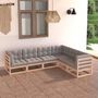 Voir la diapositive 1 : VIDAXL Salon de jardin 6 pcs avec coussins Bois de pin massif