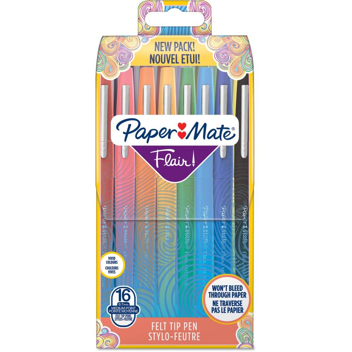 Paper Mate Flair Feutres de Coloriage, pointe moyenne (0,7 mm), encre  noire, lot de 5