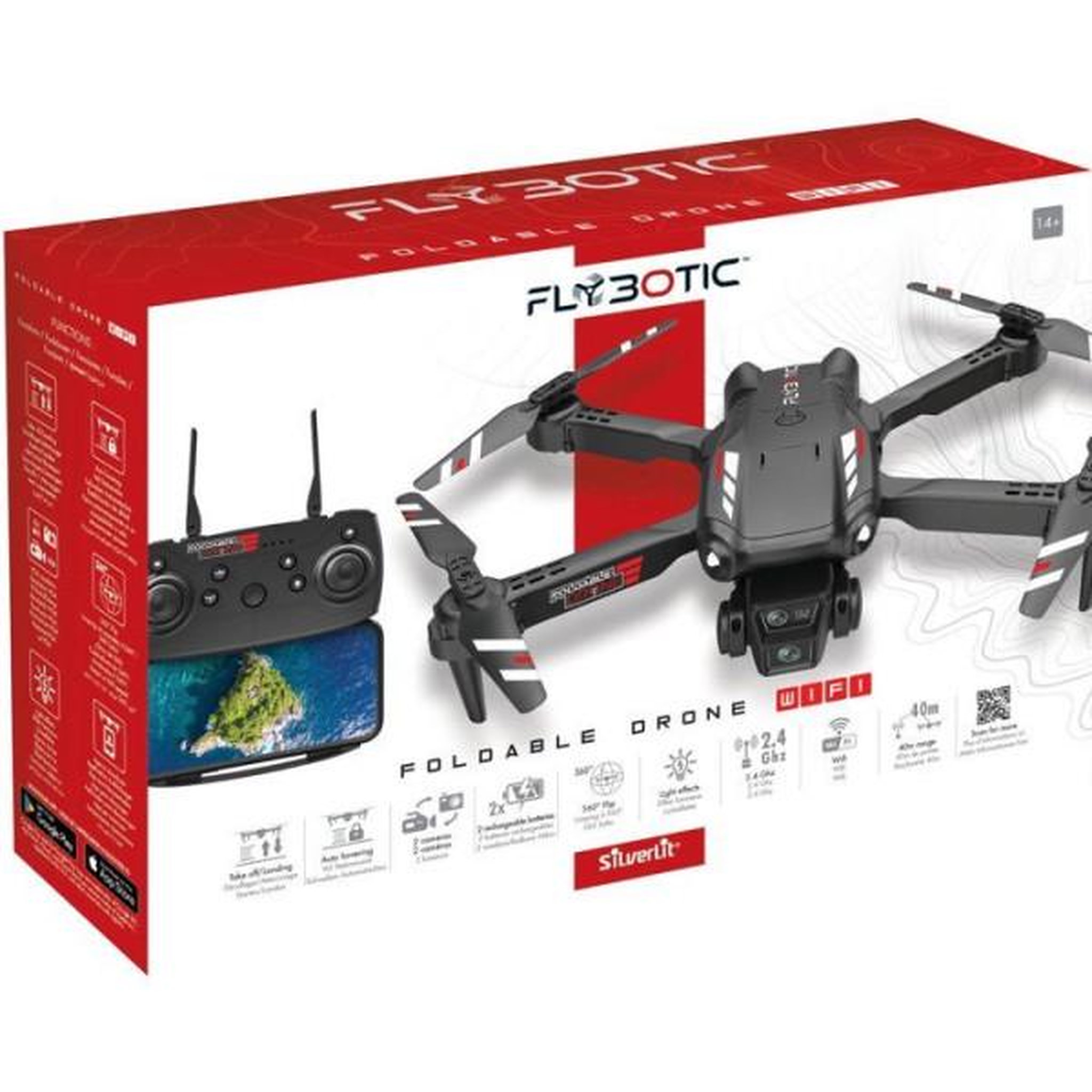 Voir la diapositive 2 : SILVERLIT Drone pliable - flybotic - wifi - avec caméra - vol stationnaire - 2 batteries incluses - des 14 ans