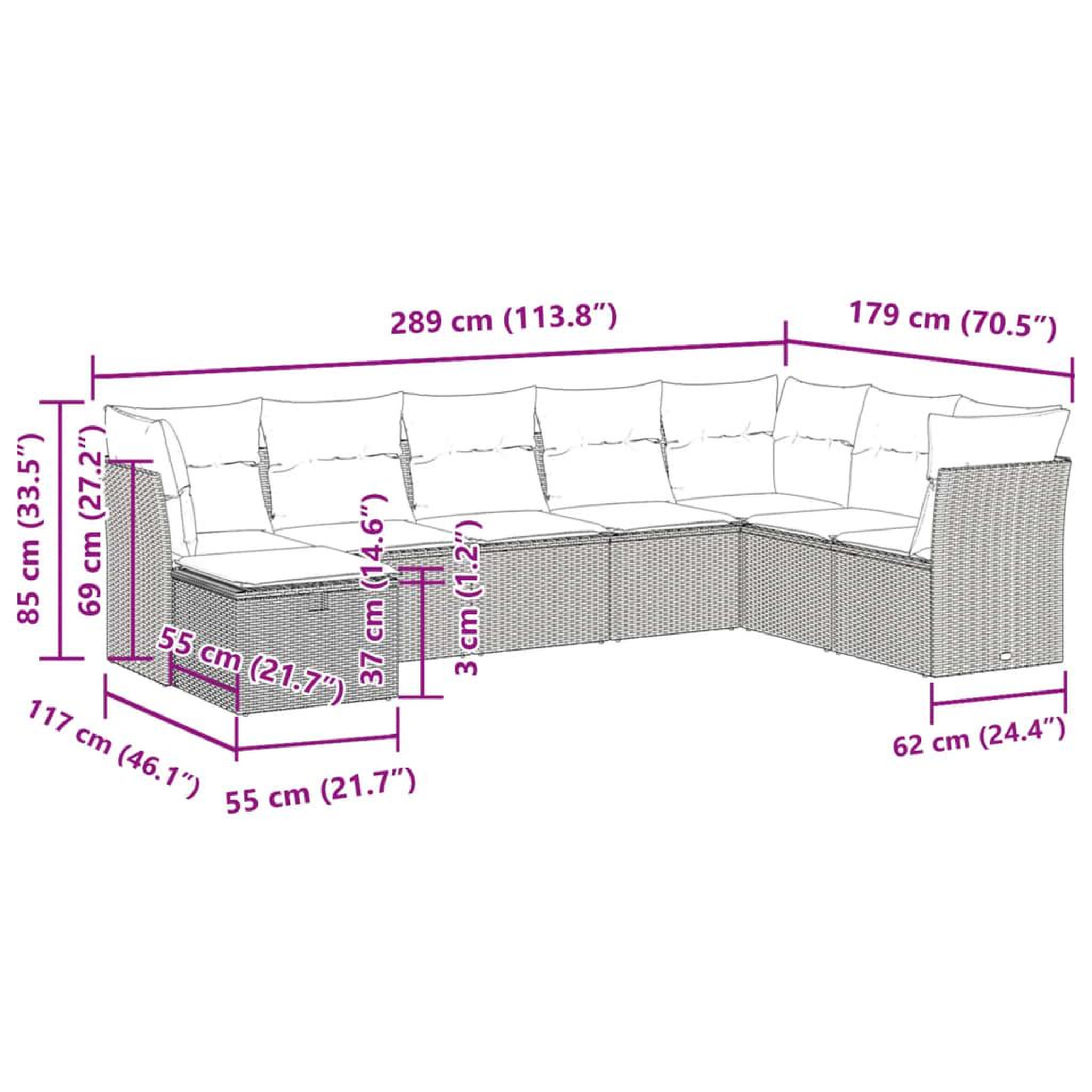 Voir la diapositive 6 : VIDAXL Salon de jardin avec coussins 8 pcs beige resine tressee