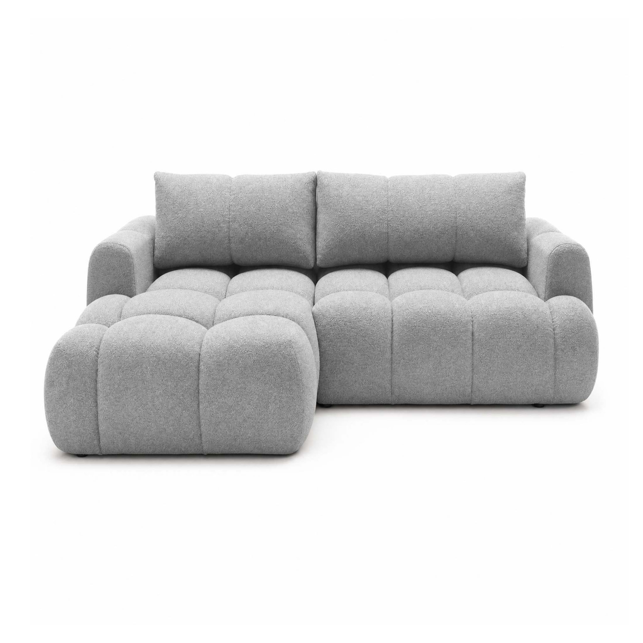 Voir la diapositive 1 : BEST MOBILIER Yulin - canapé d'angle gauche 4 places convertible avec coffre en tissu bouclette
