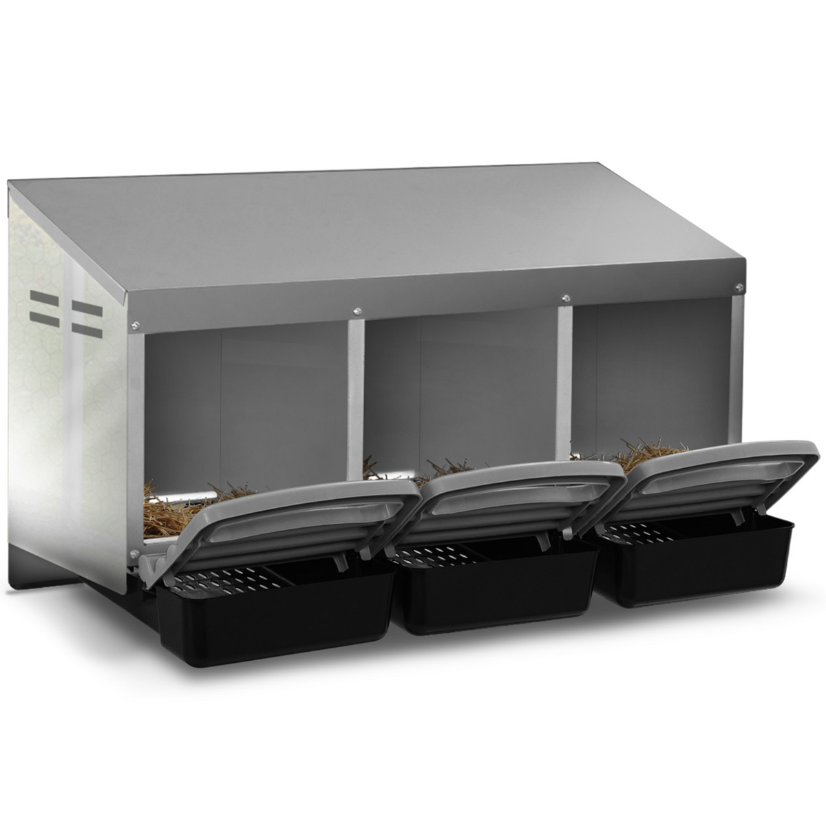 ID MARKET Pondoir pour poules 3 emplacements nichoir en métal avec fond