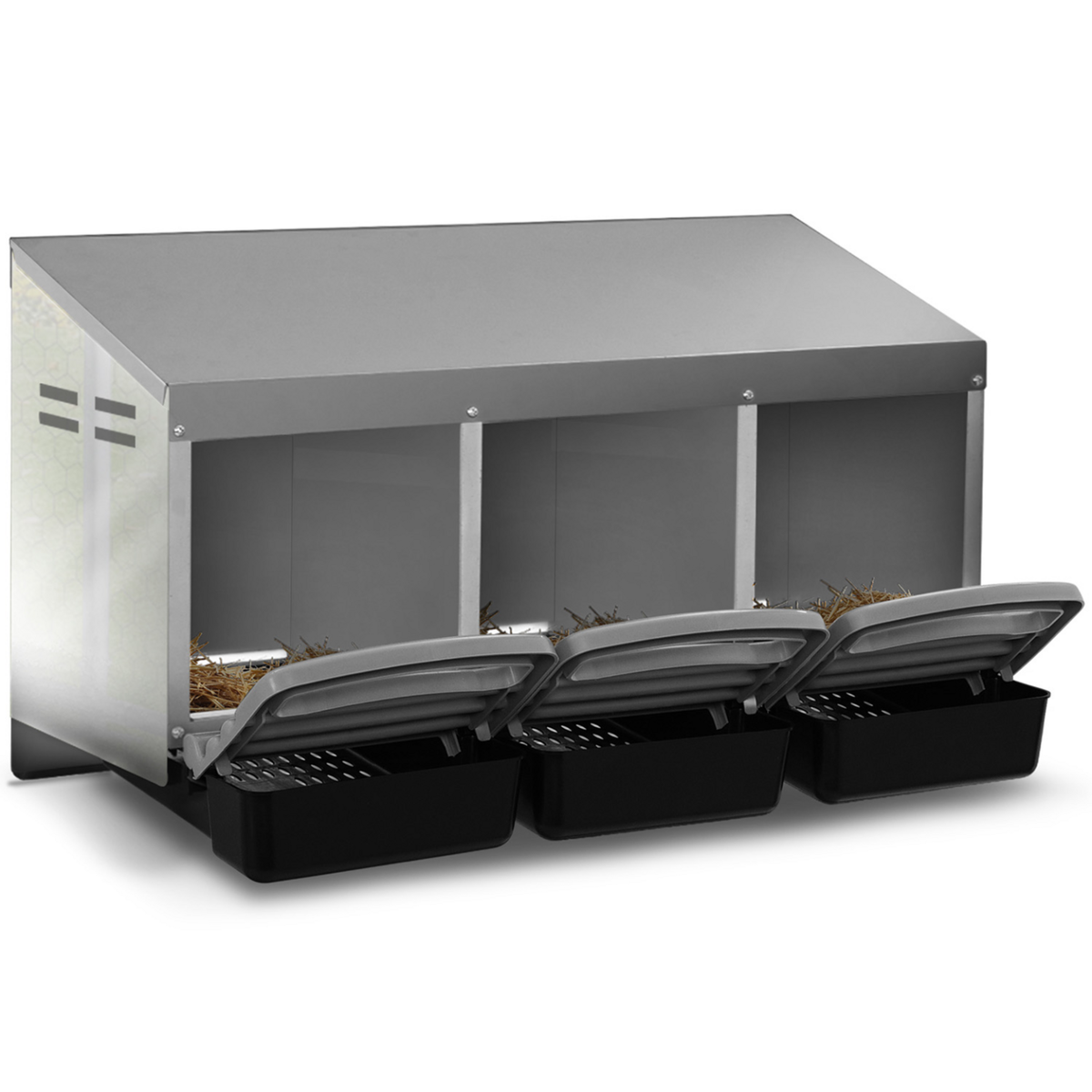 ID MARKET Pondoir pour poules 3 emplacements nichoir en métal avec fond