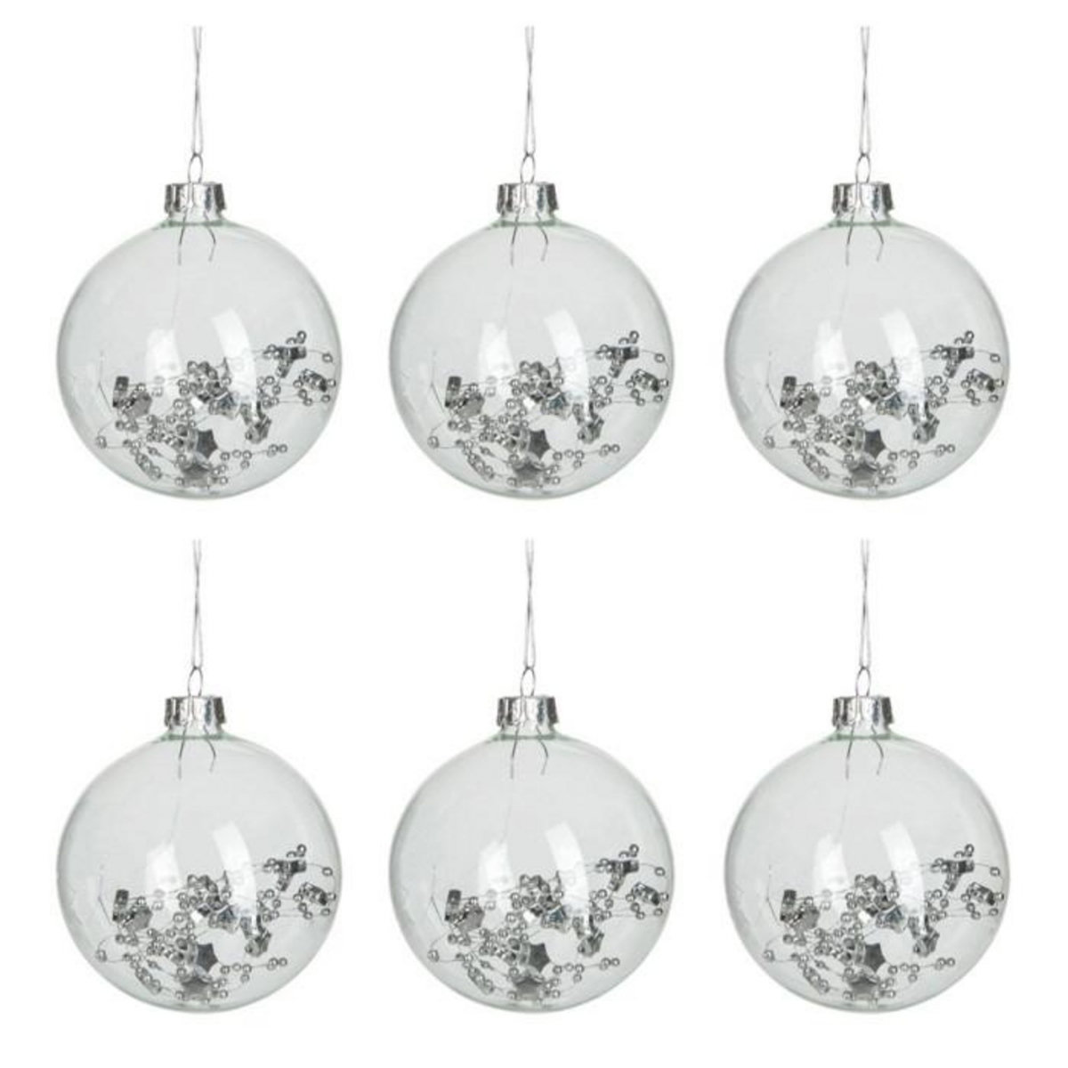 Paris Prix Lot de 6 Boules de Noël  Sequins  9cm Transparent