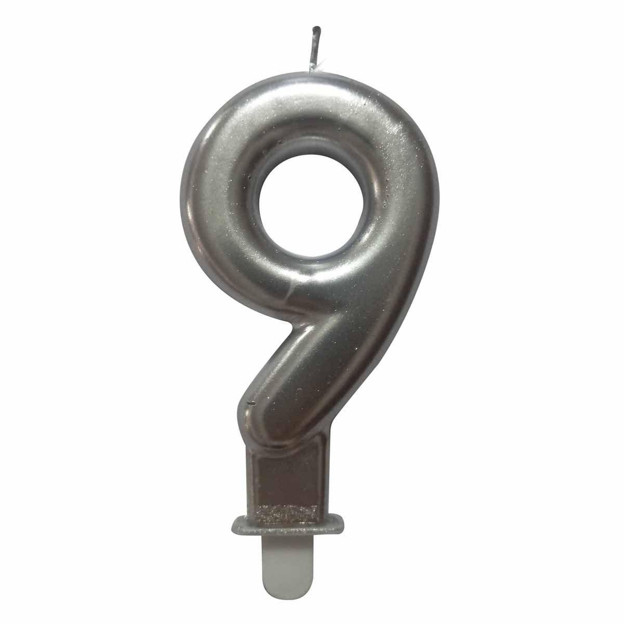 HOMEA Bougie d'Anniversaire  Chiffre 9  7cm Argent