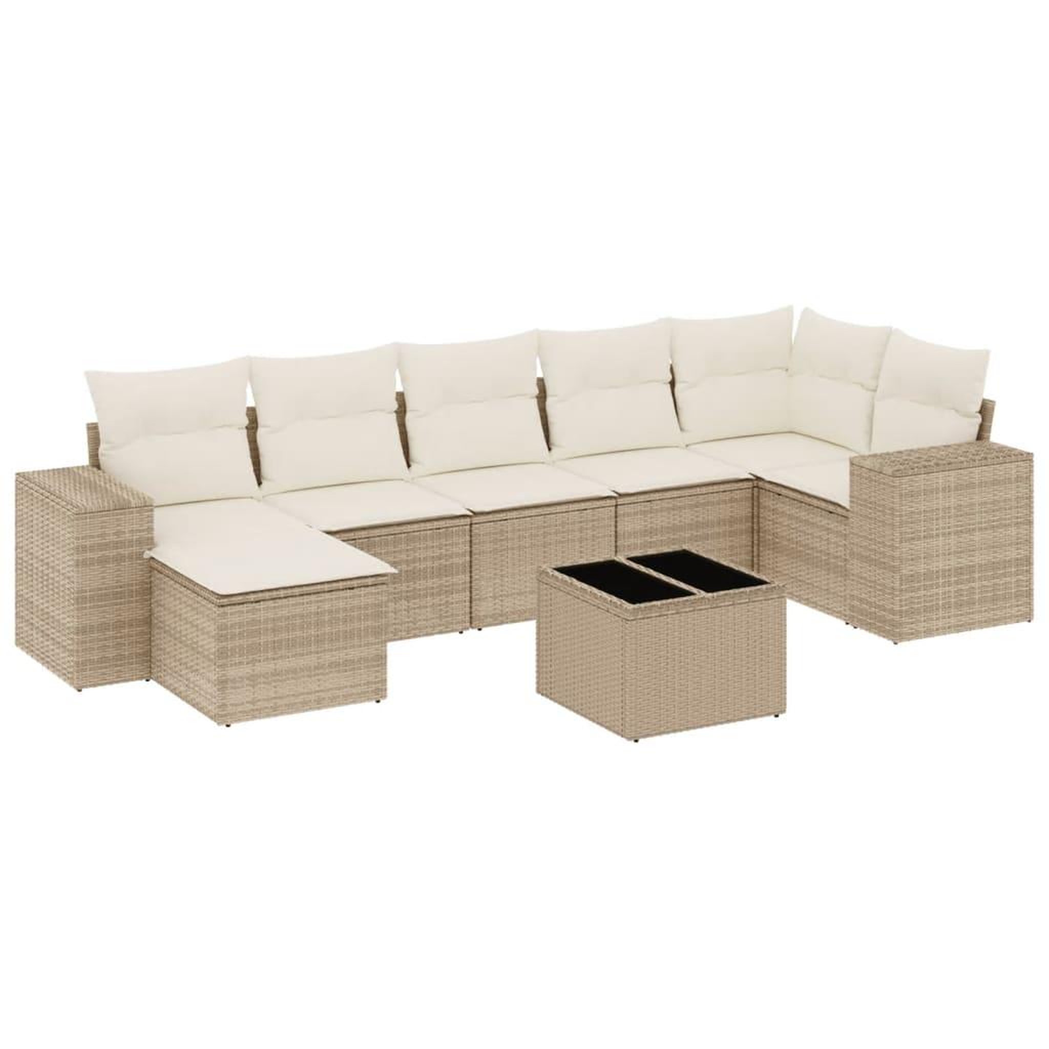 Voir la diapositive 2 : VIDAXL Salon de jardin avec coussins 8 pcs beige resine tressee