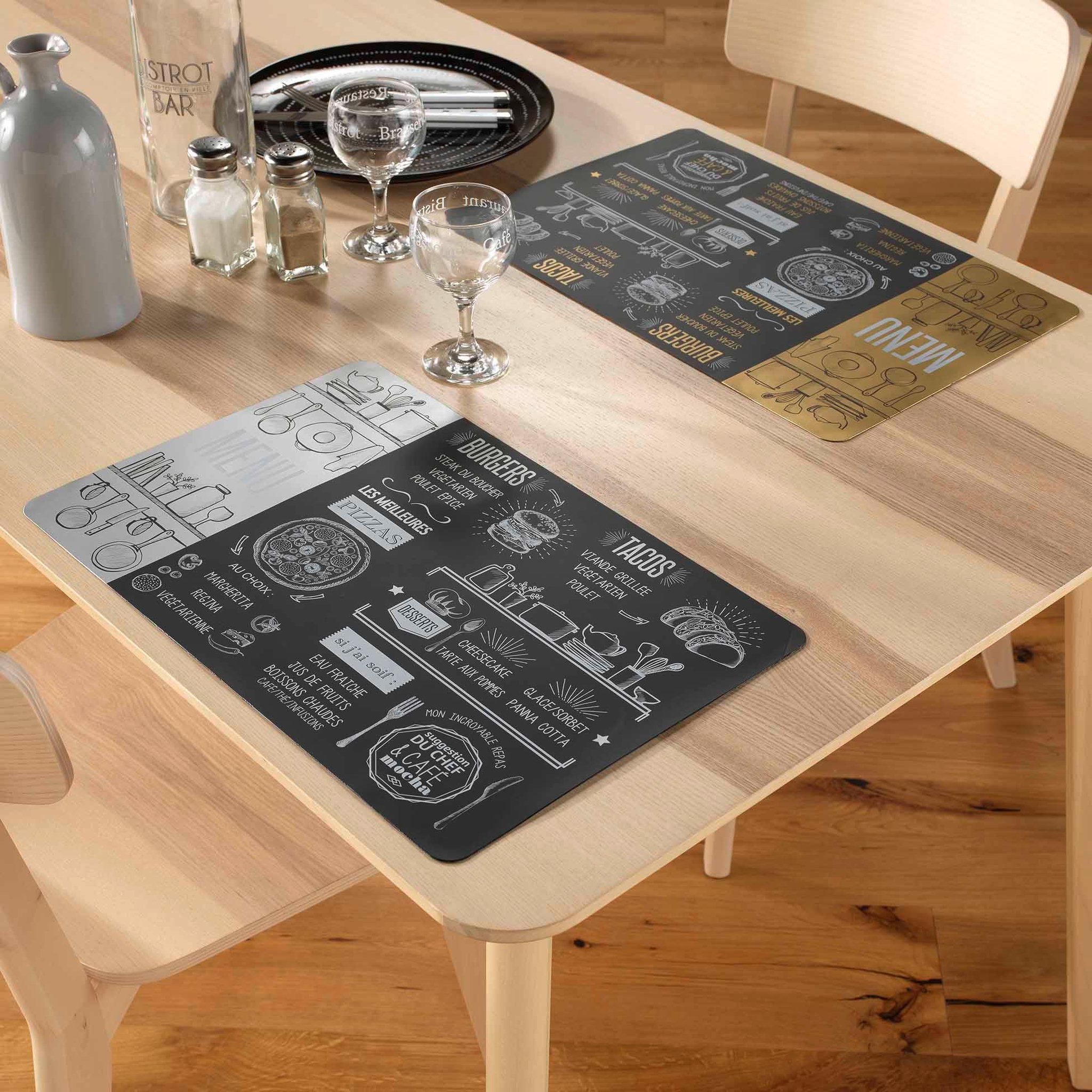 Voir la diapositive 3 : Eden Set de table Menu de brasserie Argent