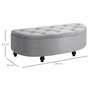 Voir la diapositive 3 : HOMCOM Pouf de rangement coffre 2 en 1 - pouf design classique chic capitonné demi-cercle - pieds bois hévéa noir revêtement velours gris