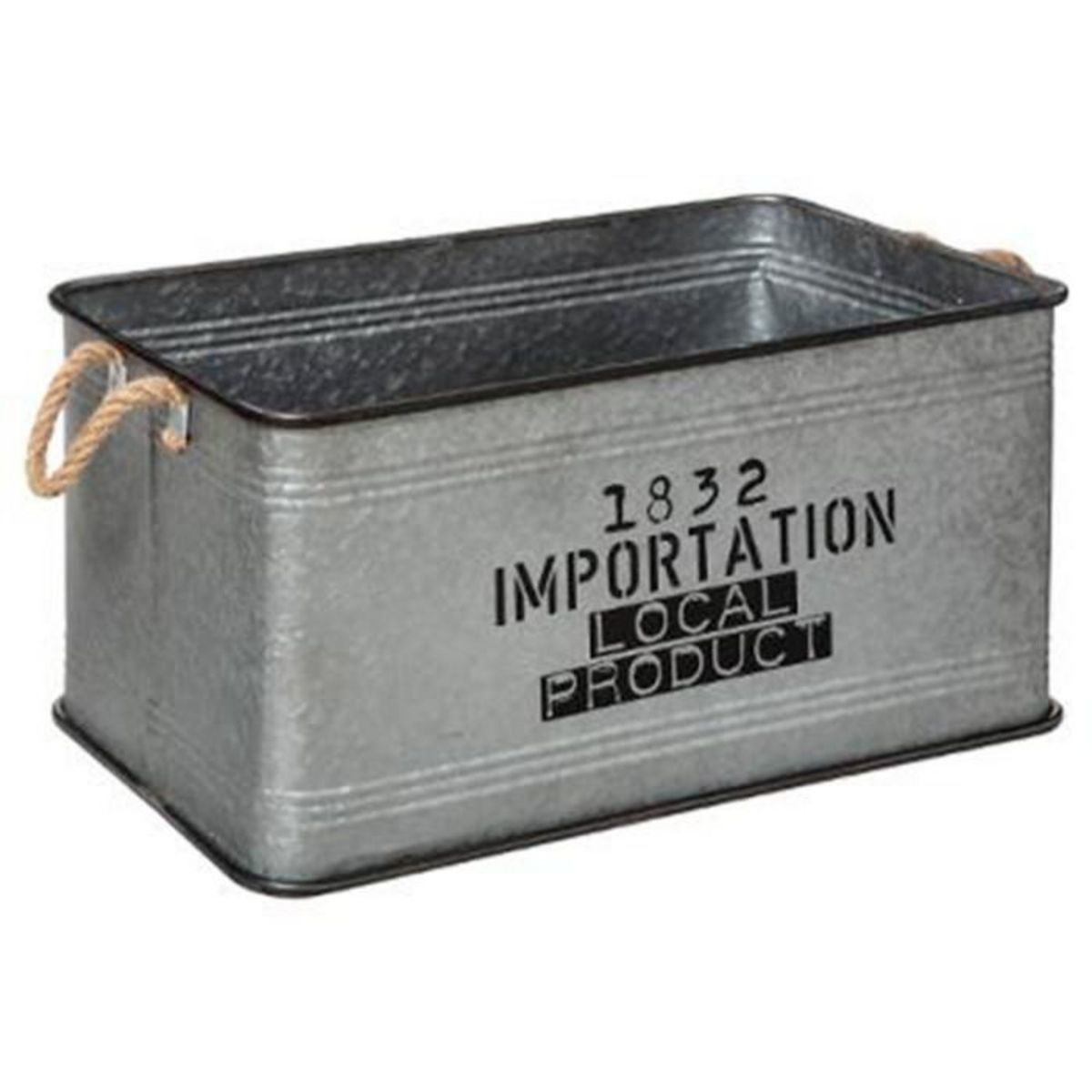 ATMOSPHERA Lot de 3 Malles Déco Vintage  Zinc  60cm Gris