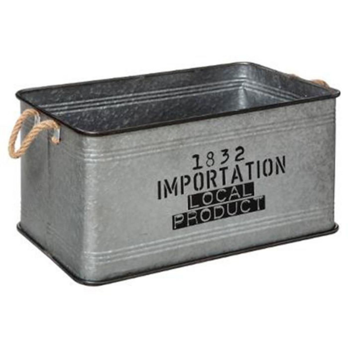 ATMOSPHERA Lot de 3 Malles Déco Vintage  Zinc  60cm Gris