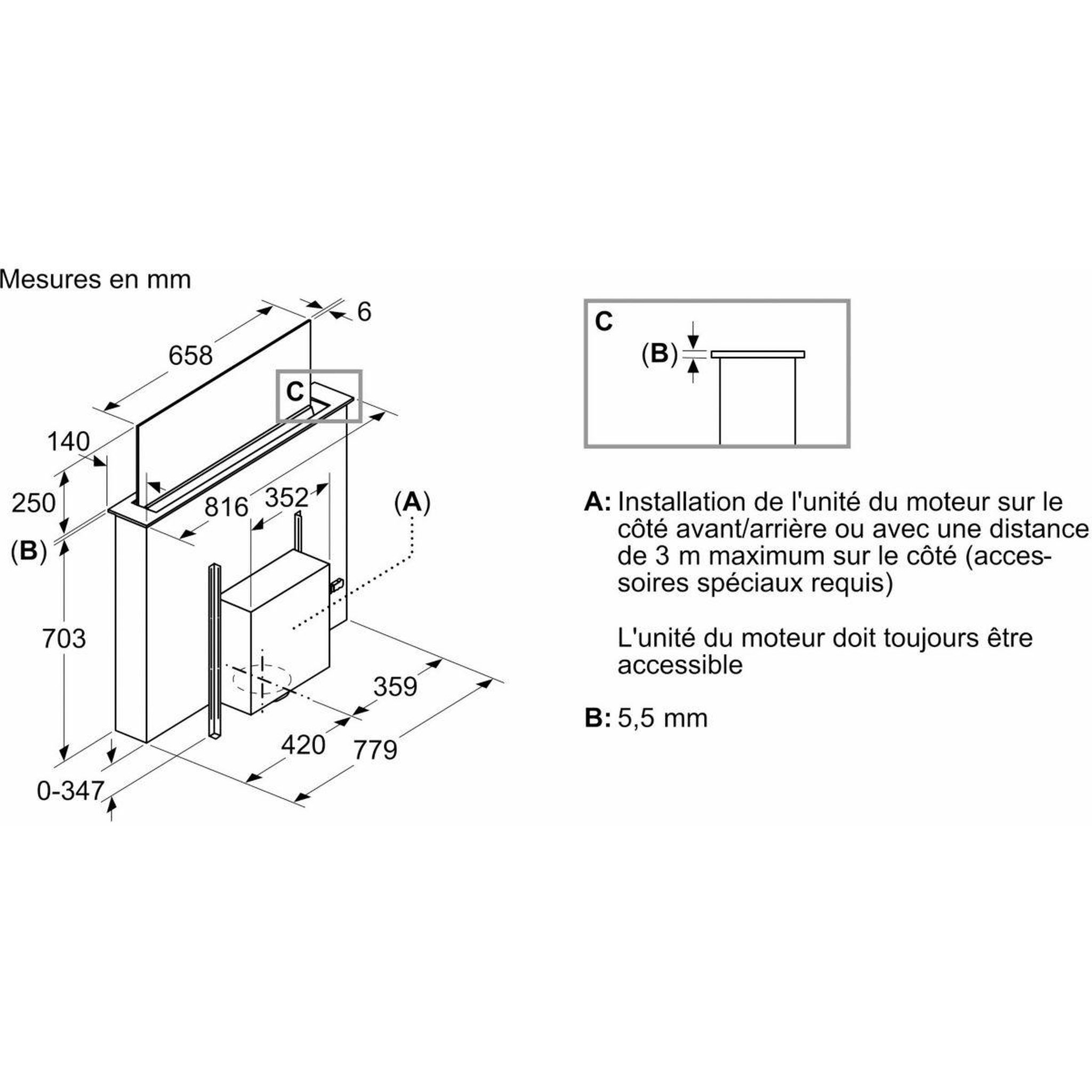 Voir la diapositive 4 : BOSCH Hotte plan de travail DDW88MM66, Série 8, Technologie Guided Air