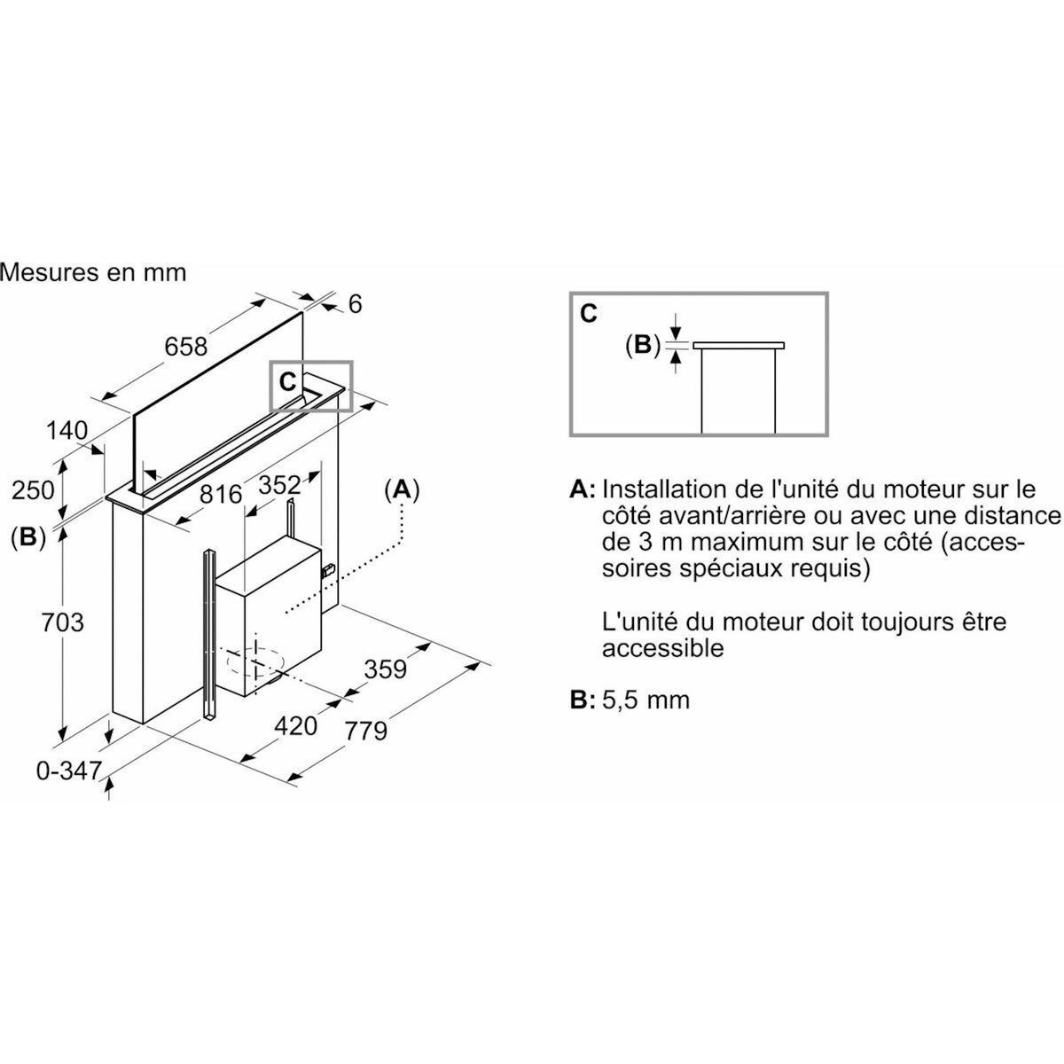 BOSCH Hotte plan de travail DDW88MM66, Série 8, Technologie Guided Air