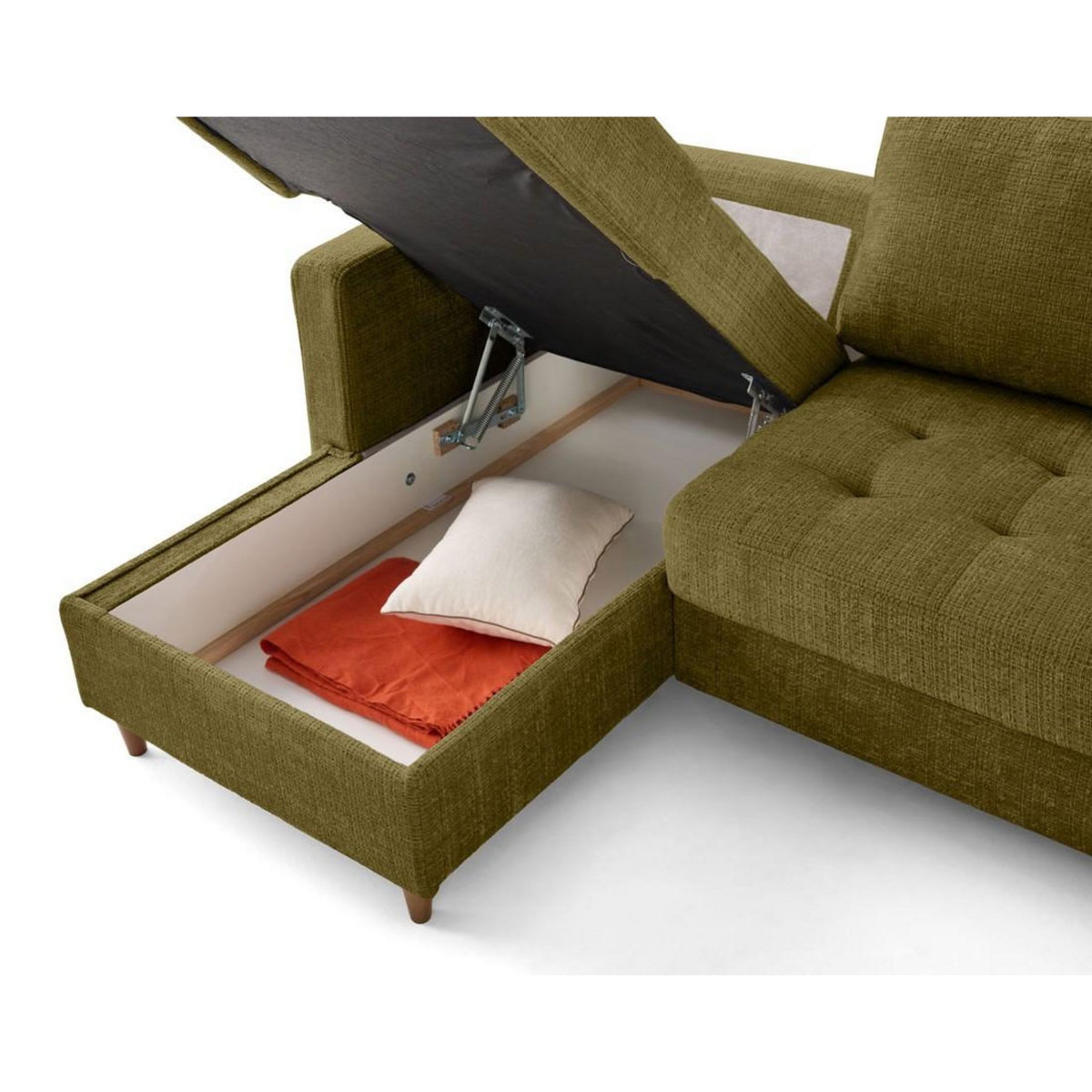 LISA DESIGN Anna - canapé d'angle gauche 4 places convertible avec coffre en velours texturé