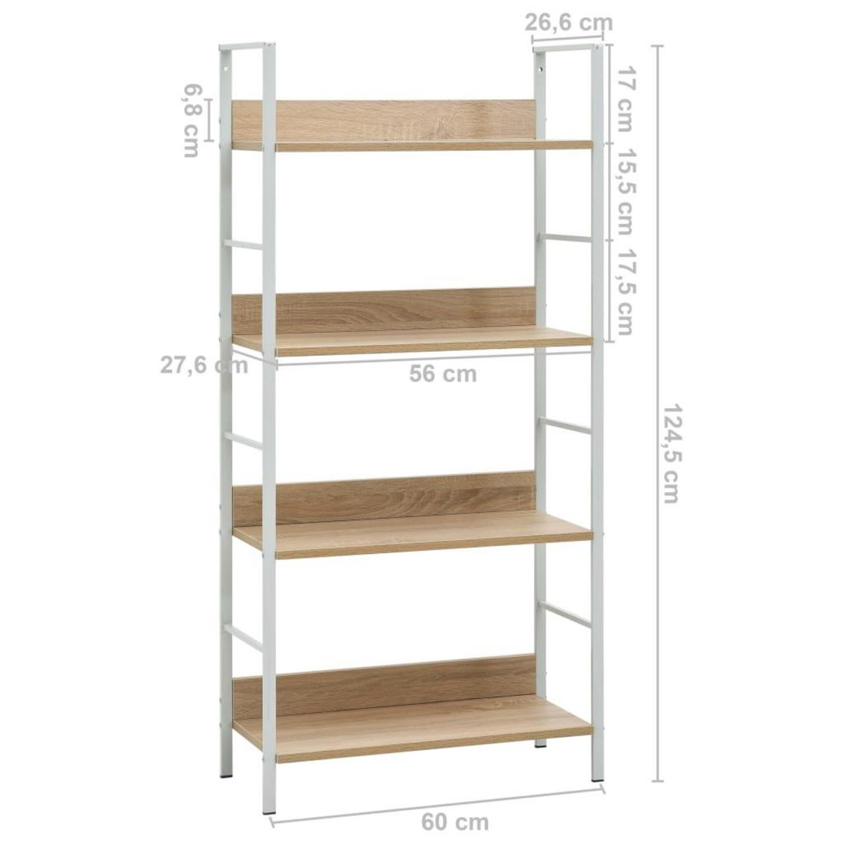 VIDAXL Bibliotheque a 4 niveaux chene 60x27,6x124,5 cm bois ingenierie