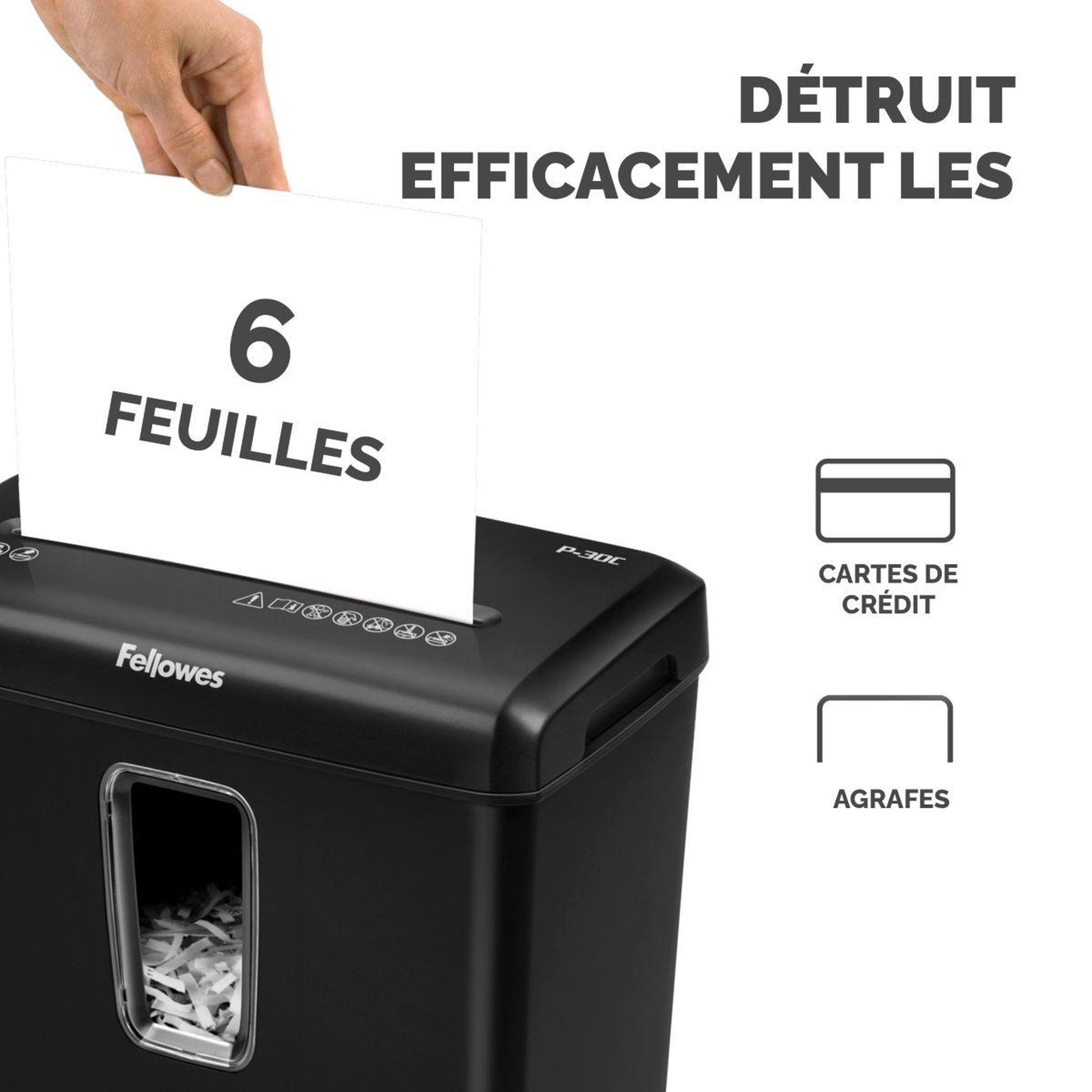 Voir la diapositive 4 : Fellowes Destructeur p 30c coupe croisée